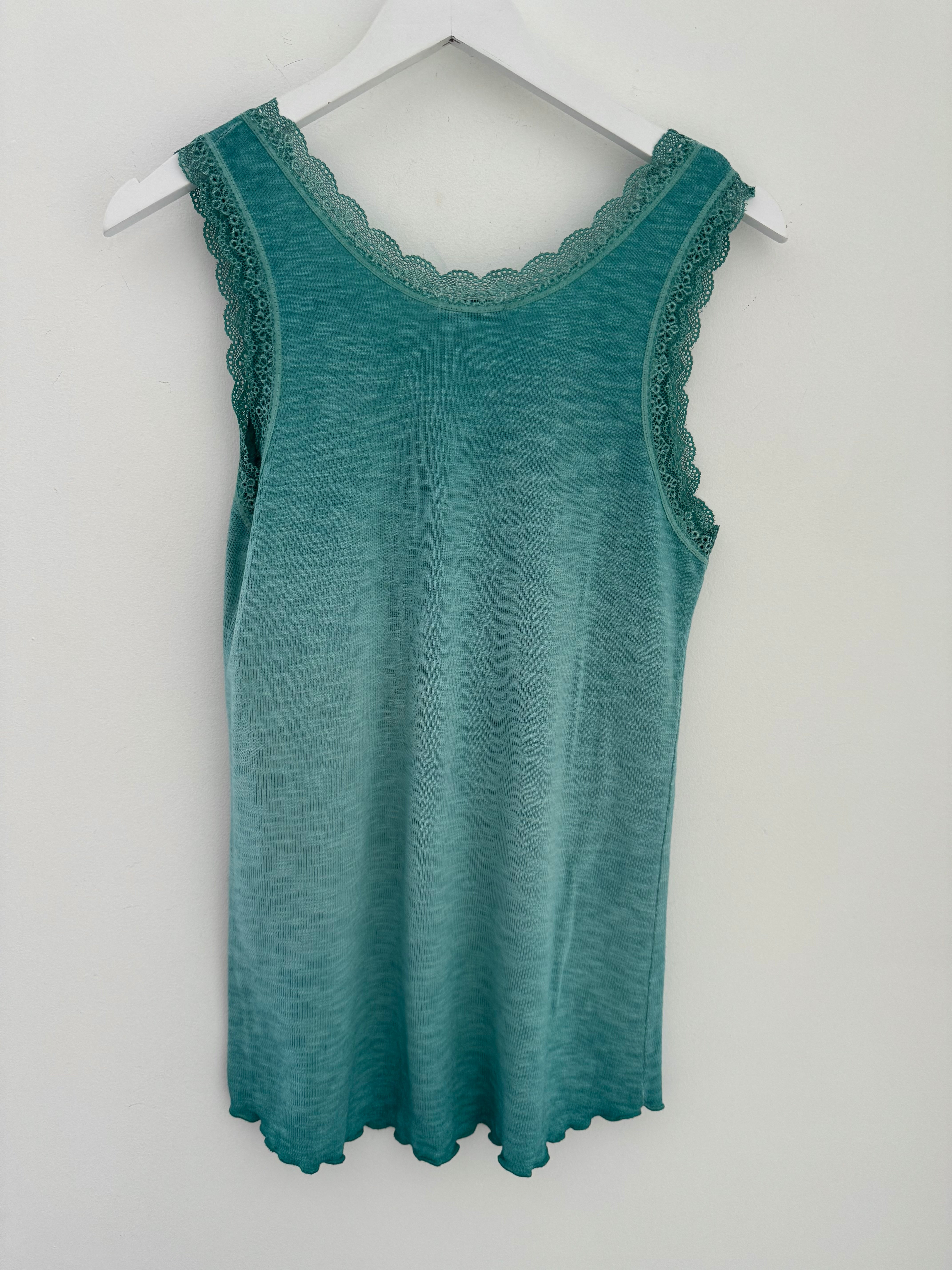 Luxe Ribbed Vest in Vintage Sea Green