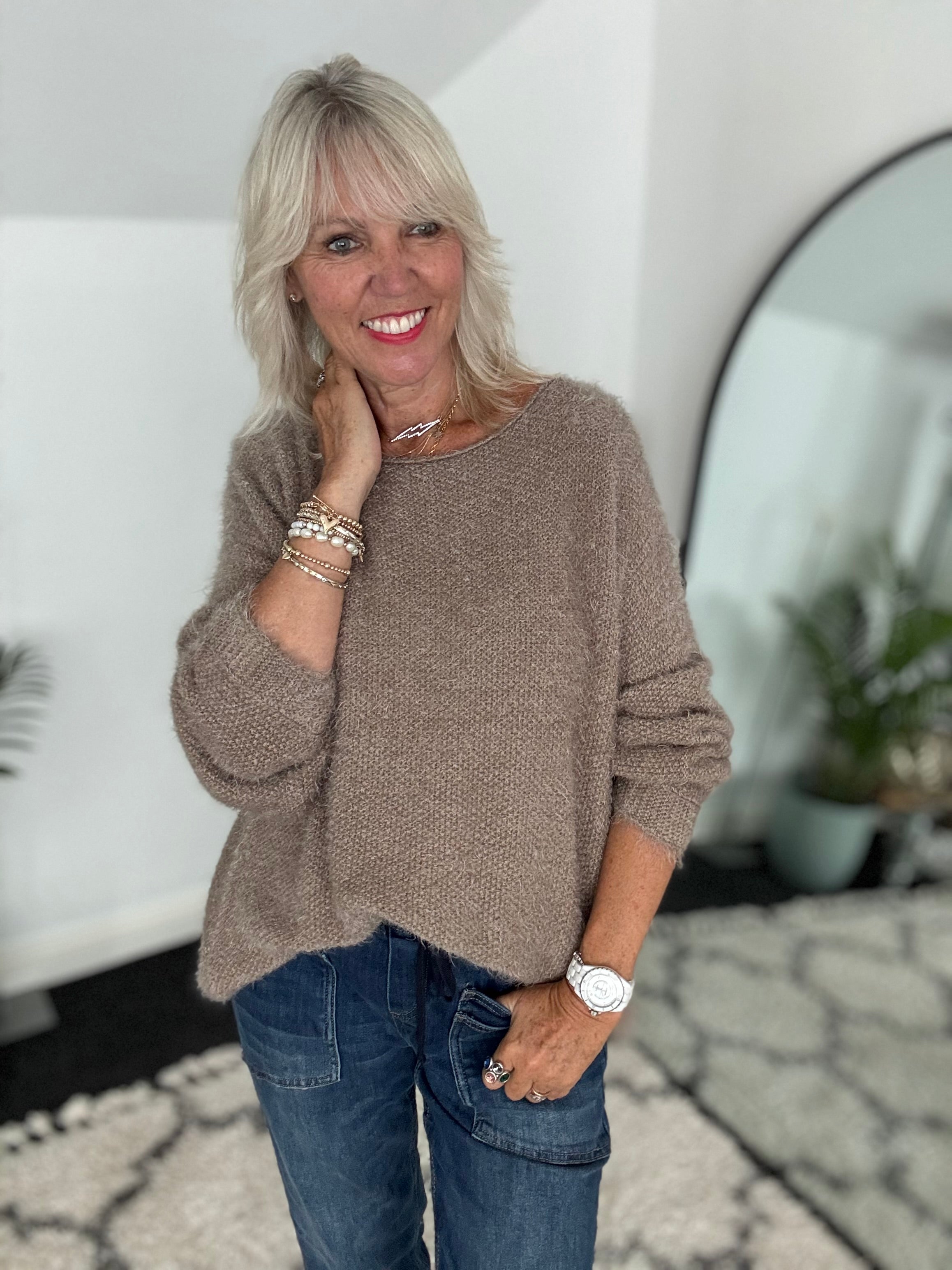 Luxe Fluffy Jumper in Mocha