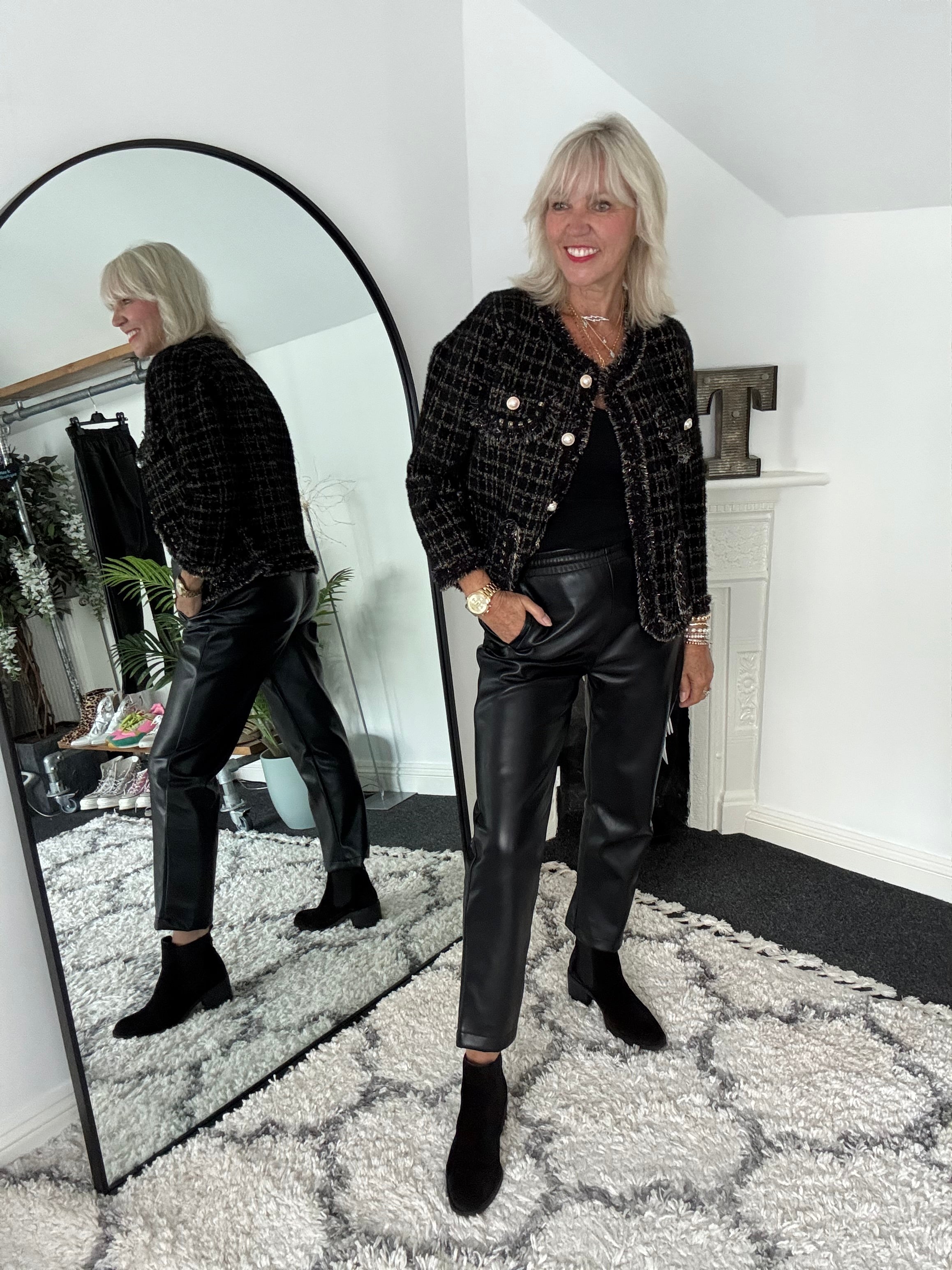 Luxe Vegan Leather Trousers in Black