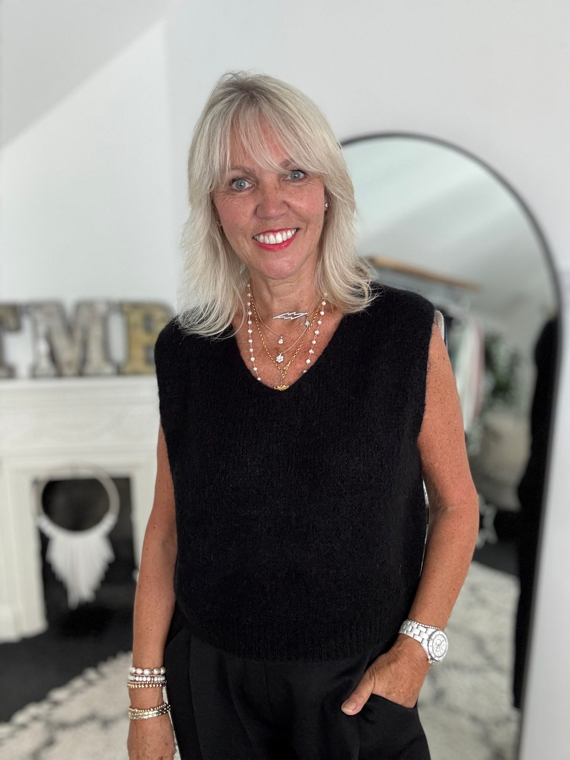 Neat Mohair Tank in Black