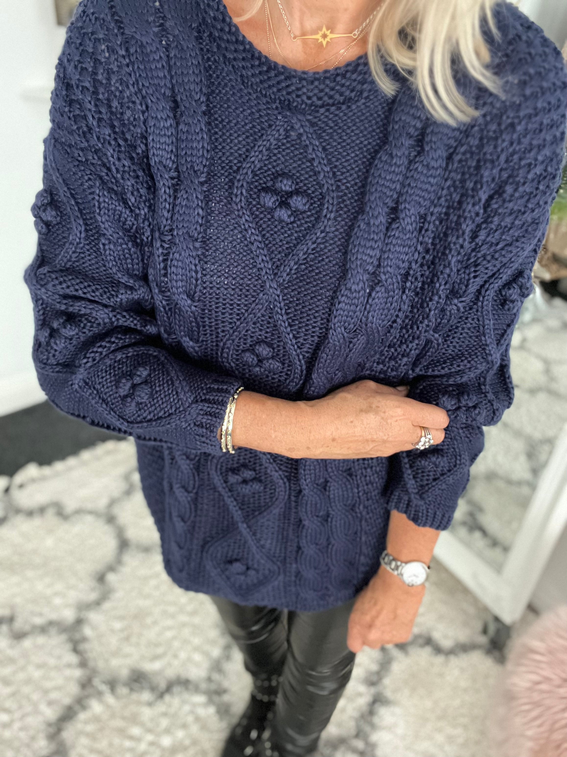 Cable Knit Jumper in Ink