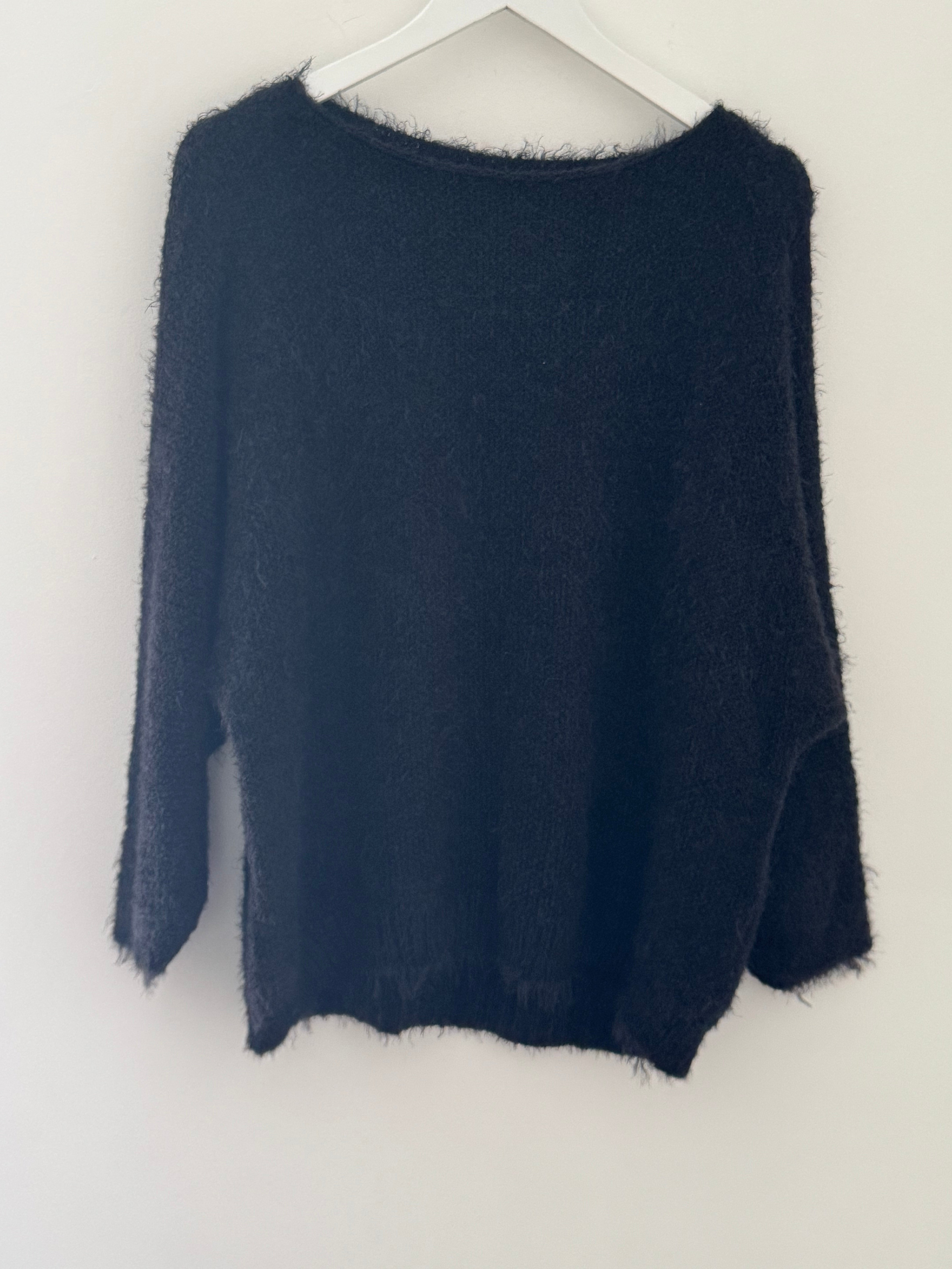 Luxe Fluffy Jumper in Black