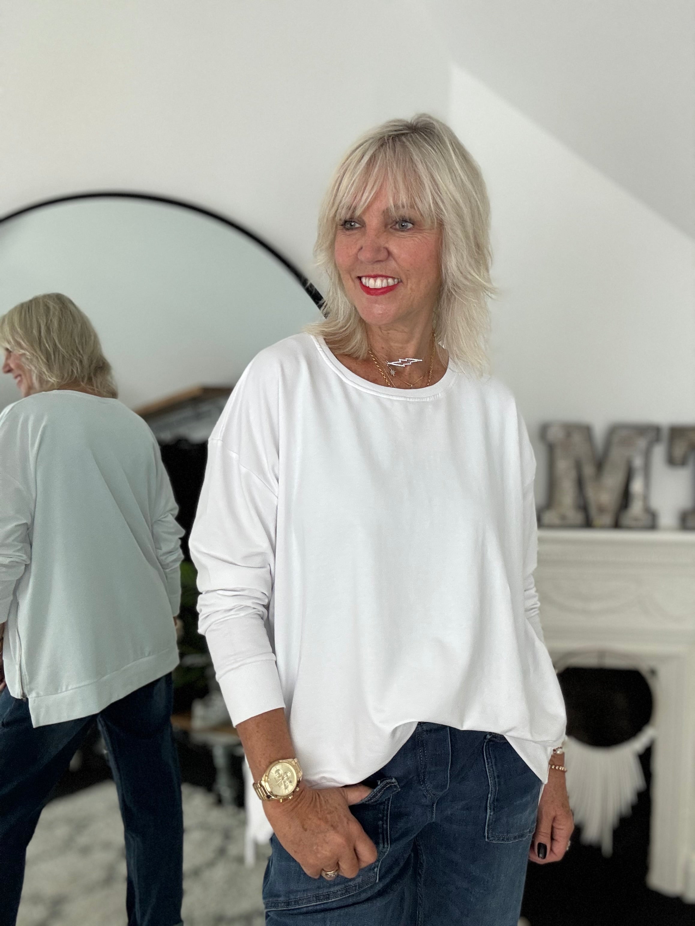 Zipped Sweatshirt in White
