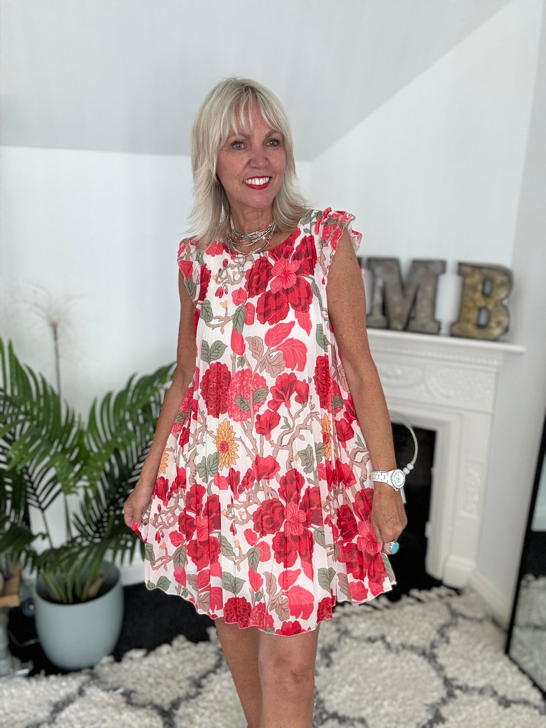 Easy Dress in Poppy & Sage