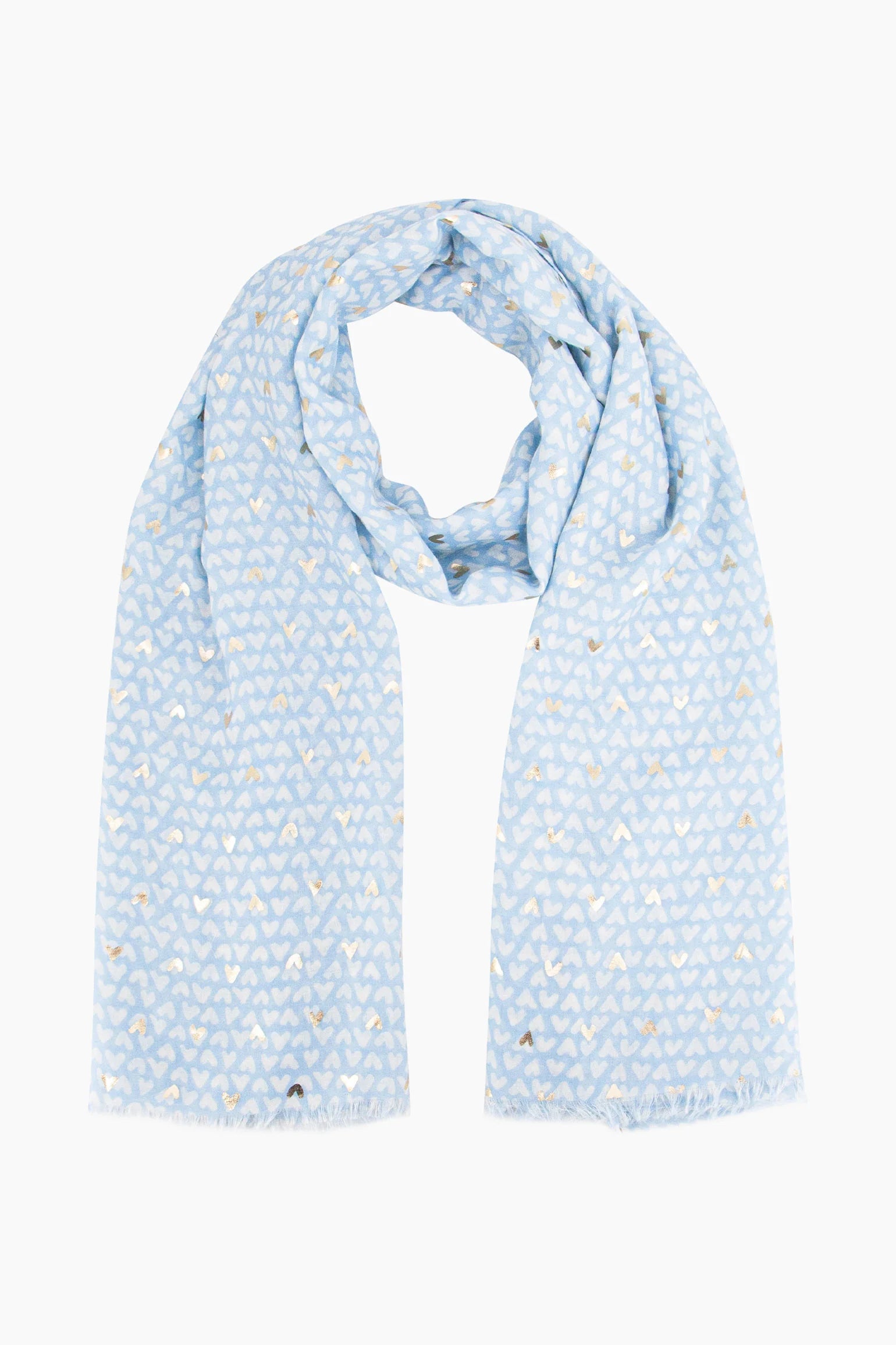 Gold Heart Scarf in Blue