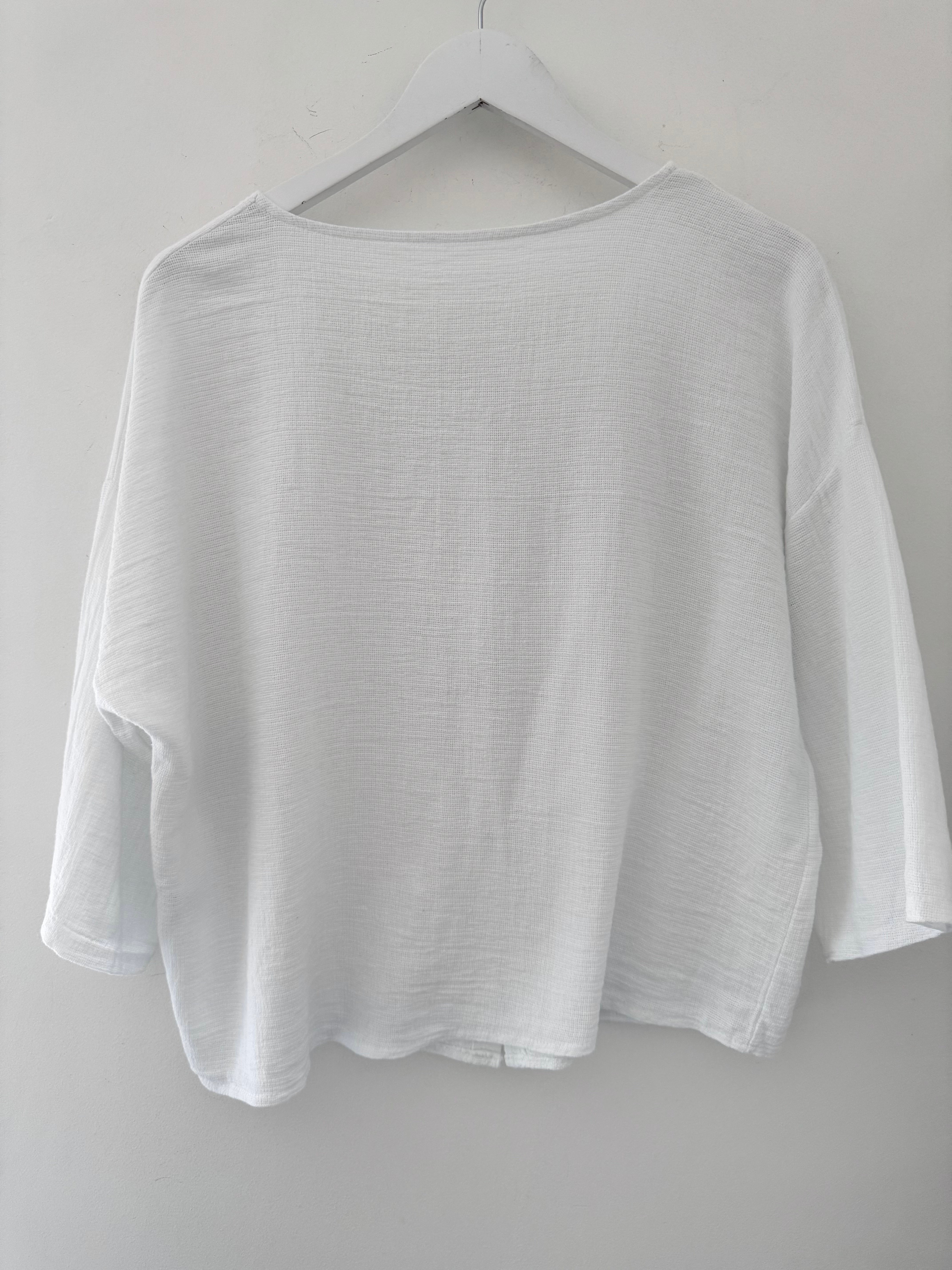 Cotton Buttoned Top in White