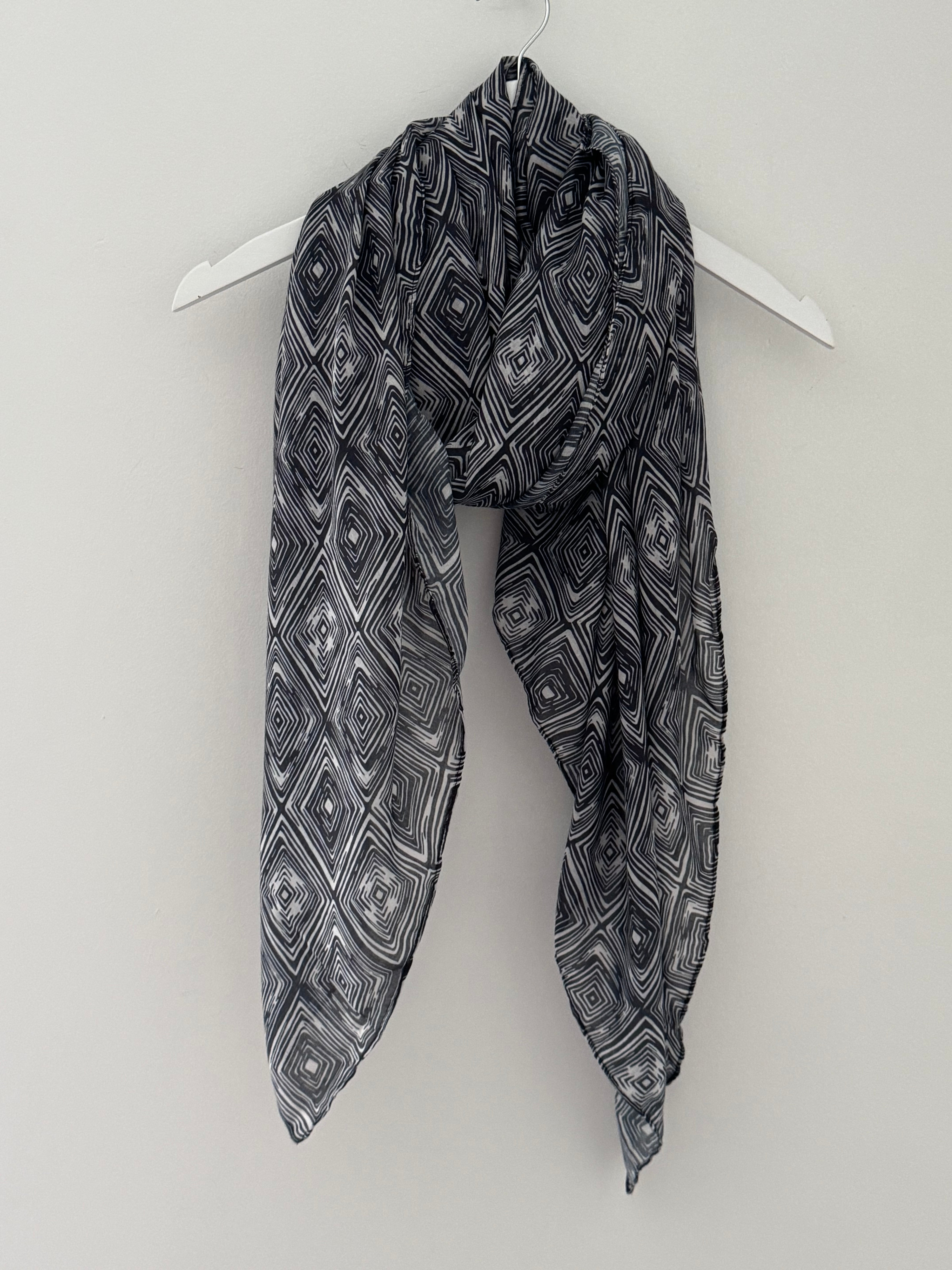 Soft Multi Square Scarf in Shades of Grey