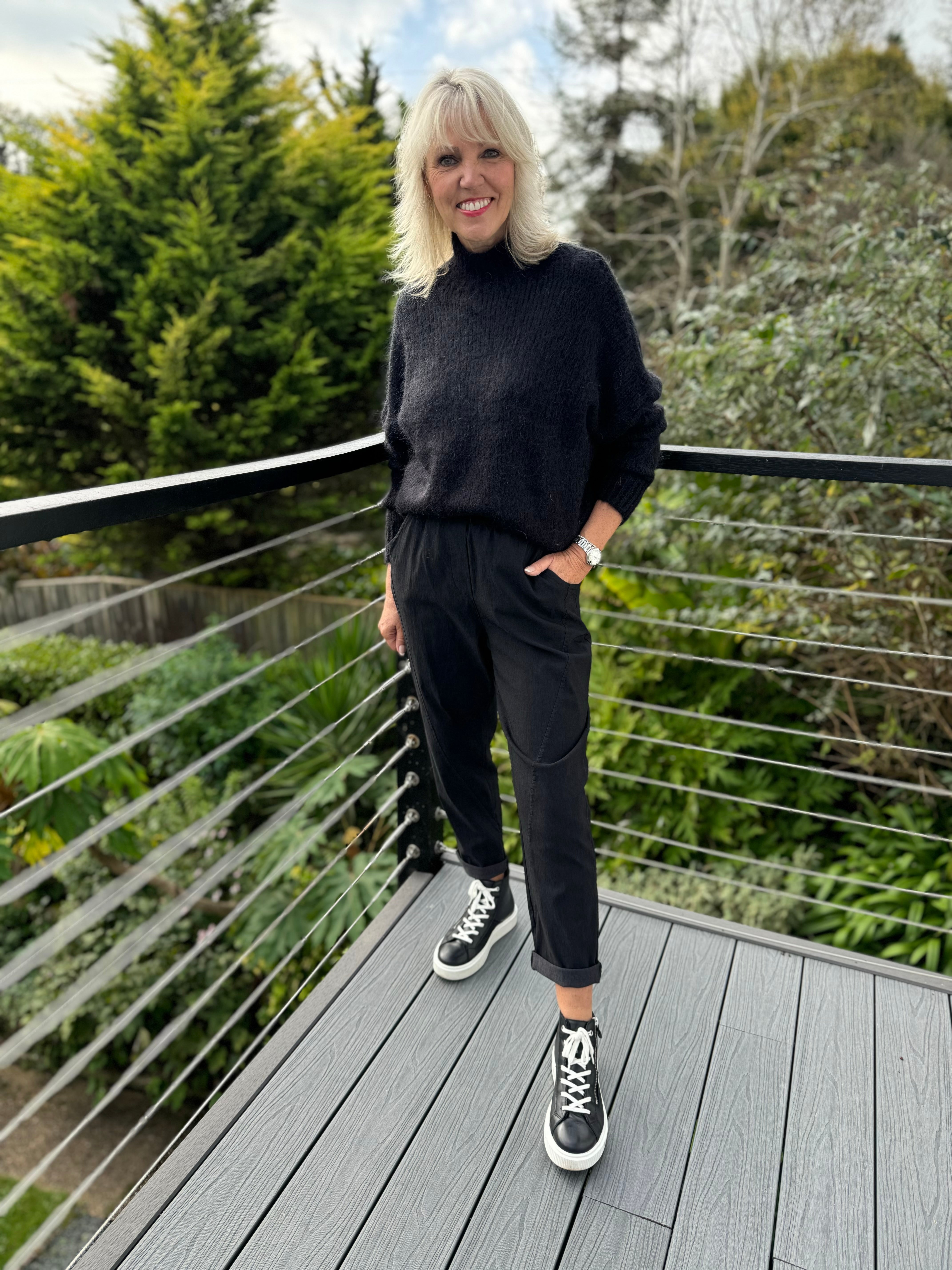 Engineered Boyfriend Joggers in Black