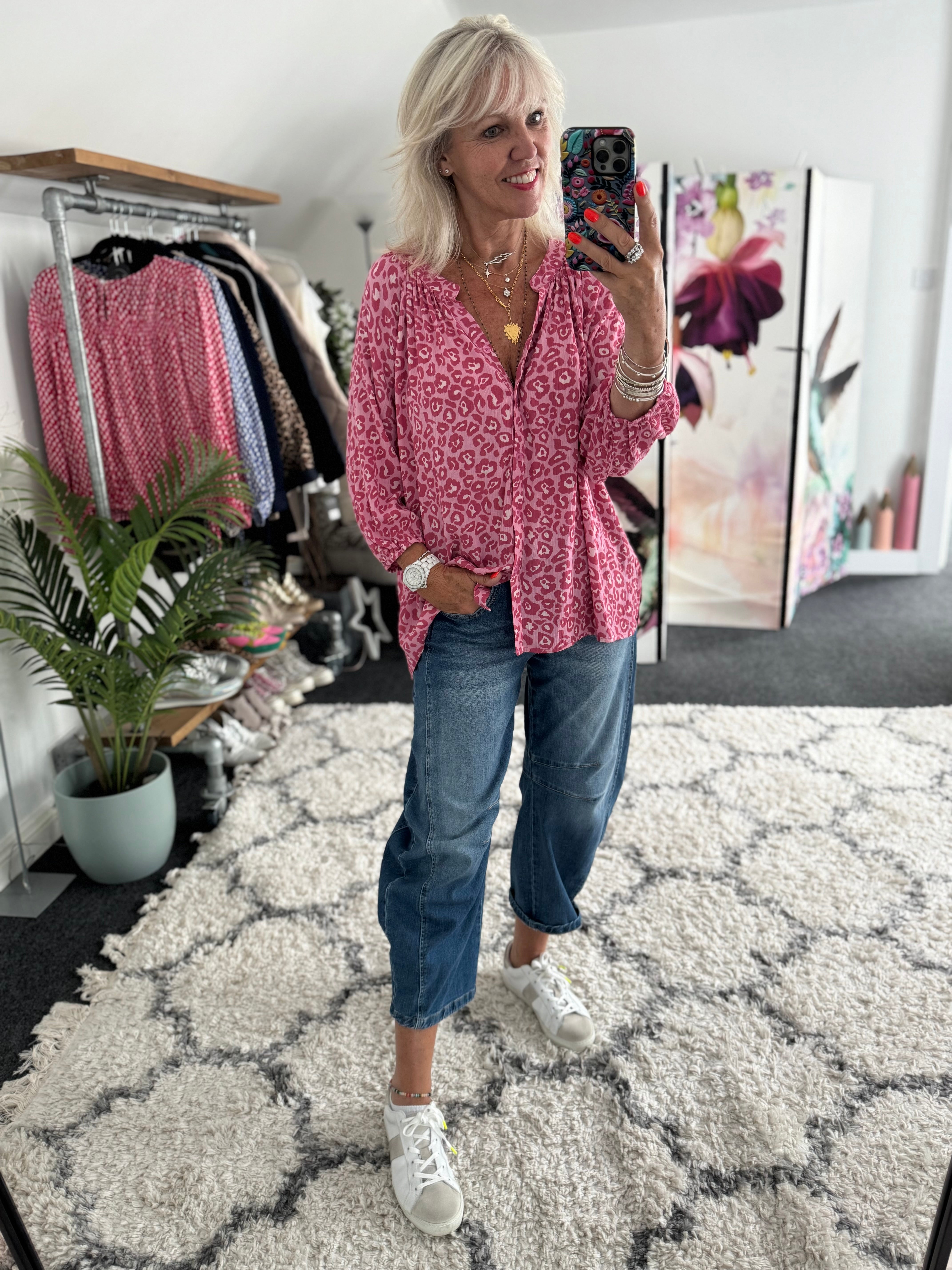 Leopard Print Blouse in Pink