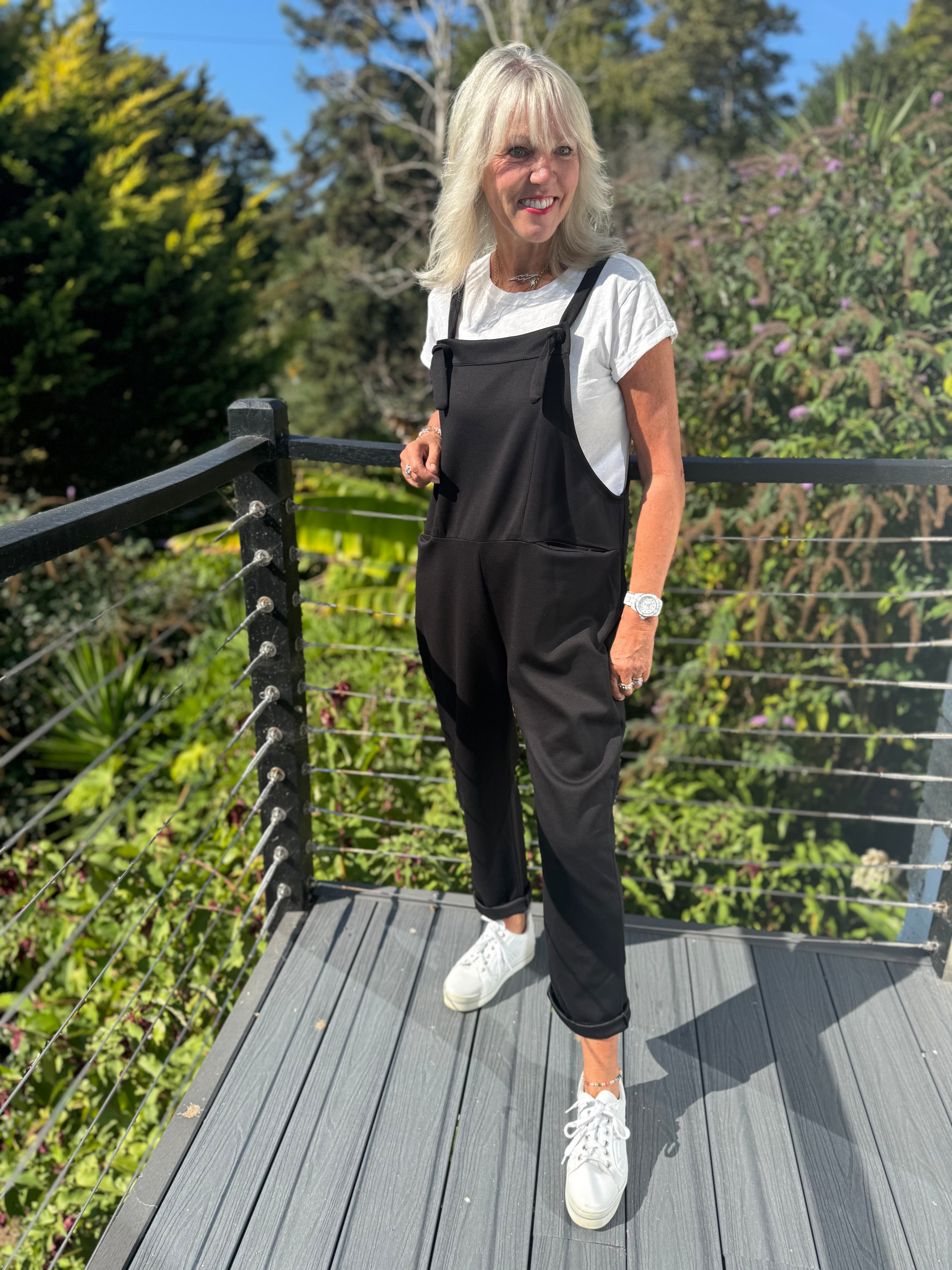 Stretch Dungarees in Black