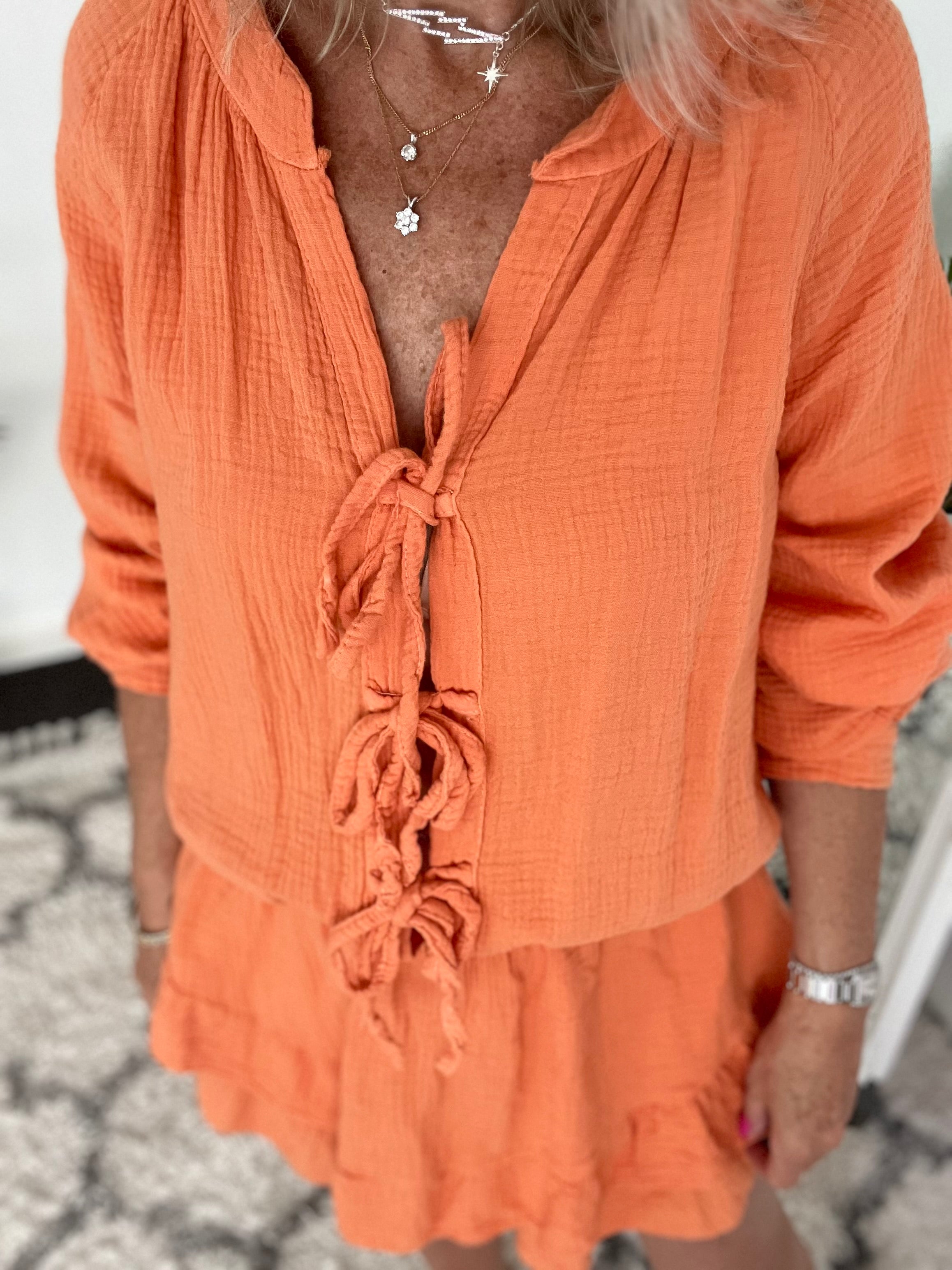 Cheesecloth Playsuit in Orange