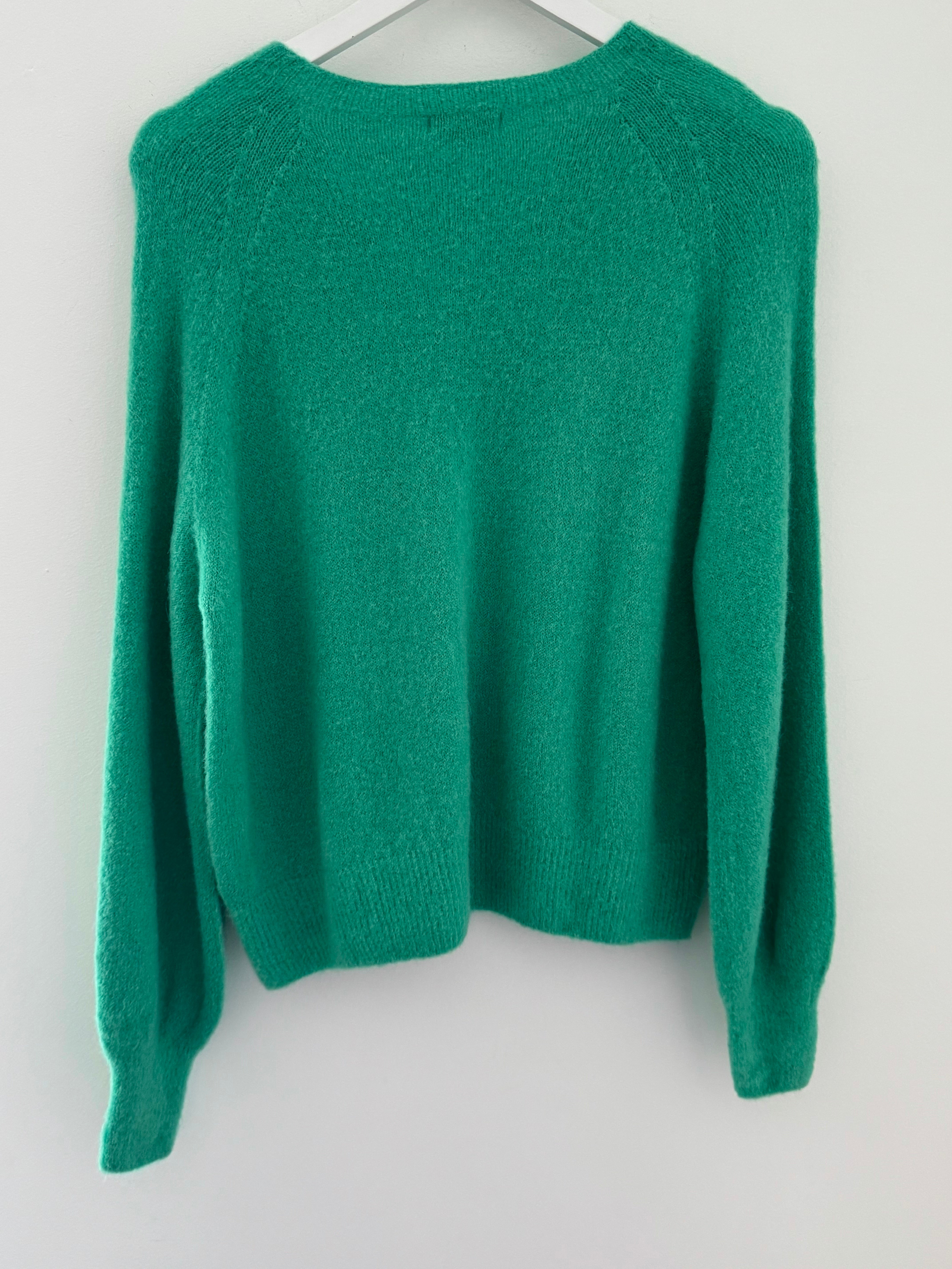 Softie Jumper with Button Neck in Emerald Green