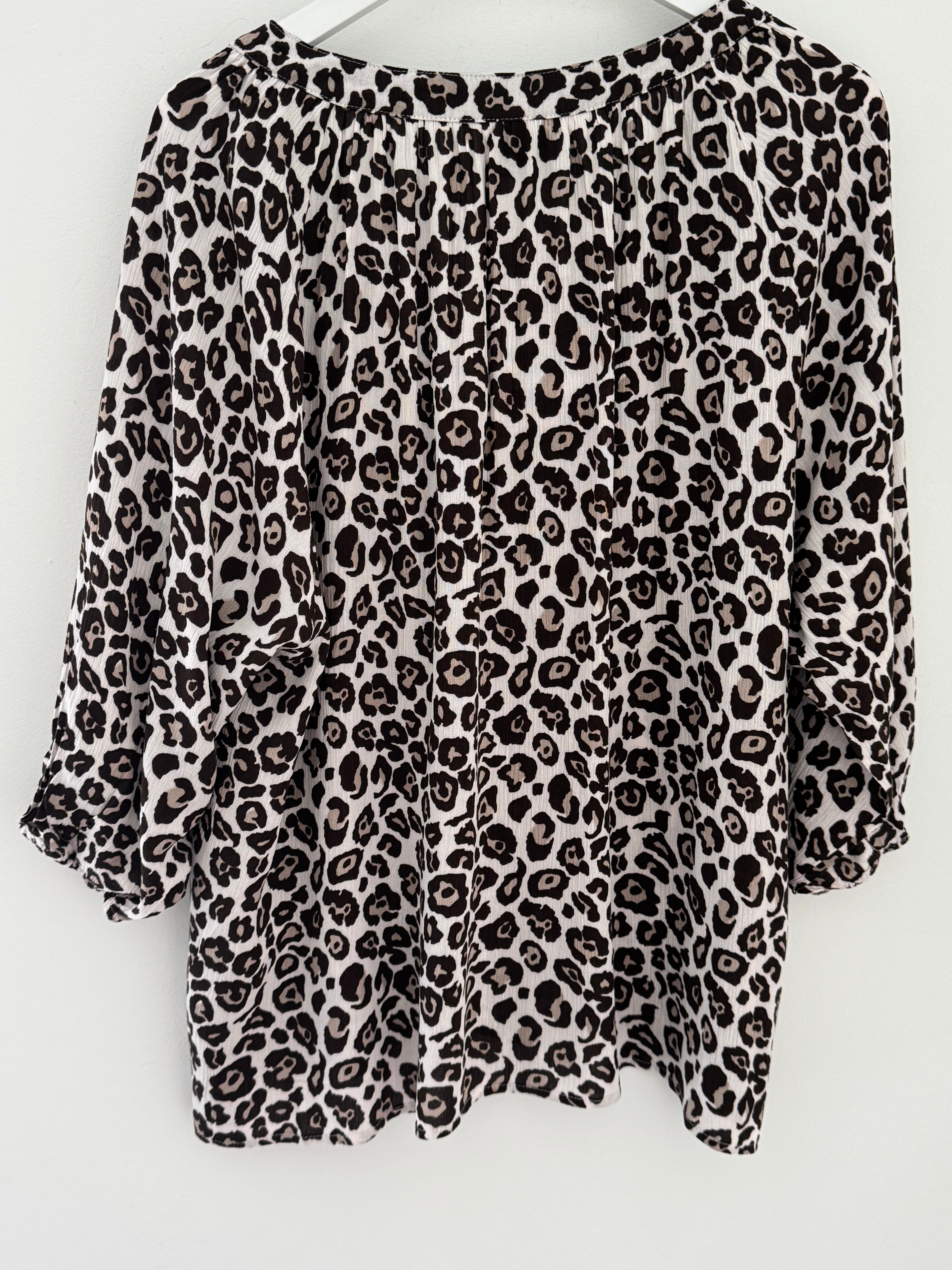 Leopard Print Blouse in Ivory & Brown
