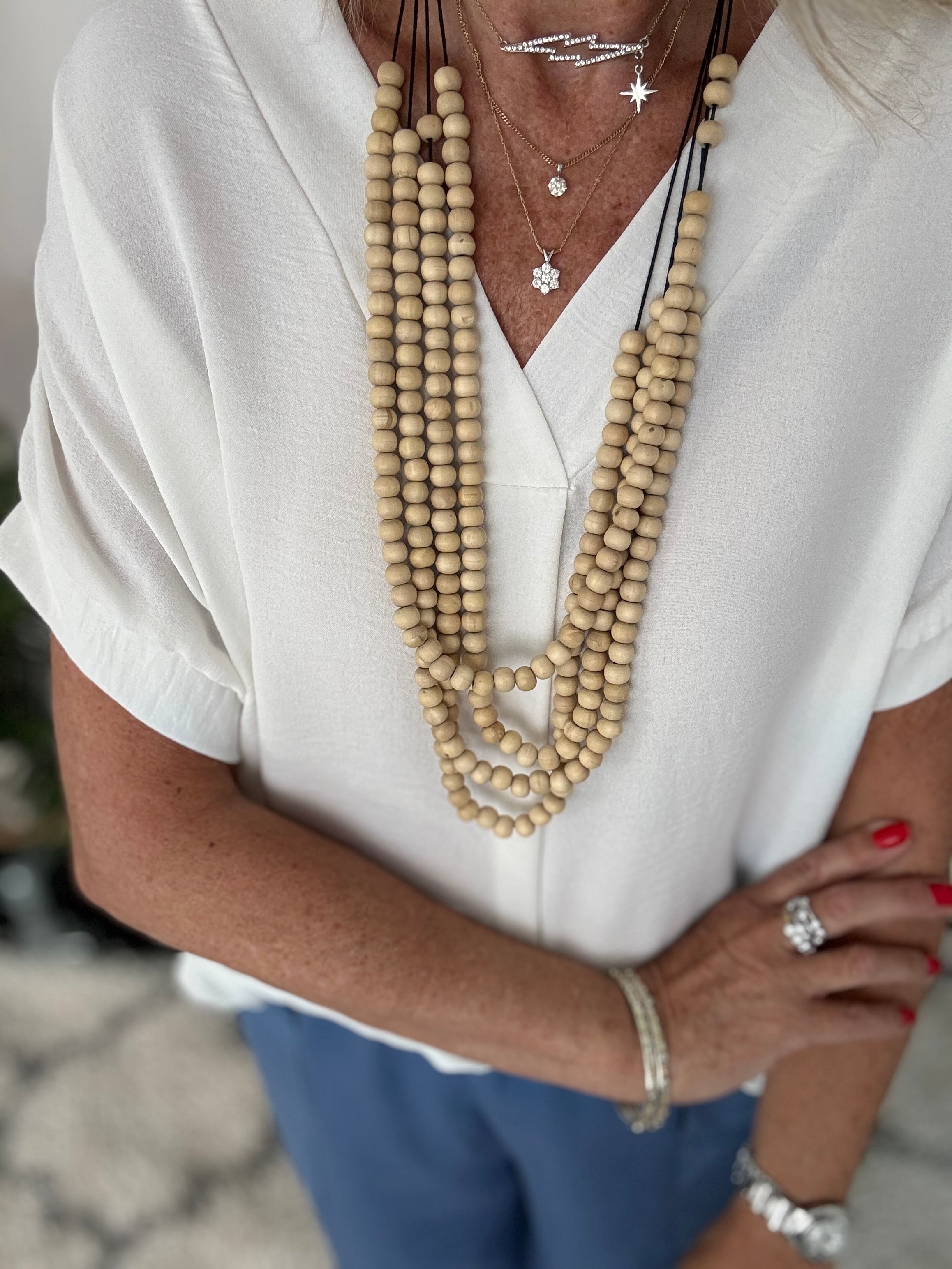 Layered Necklace in Natural Beads