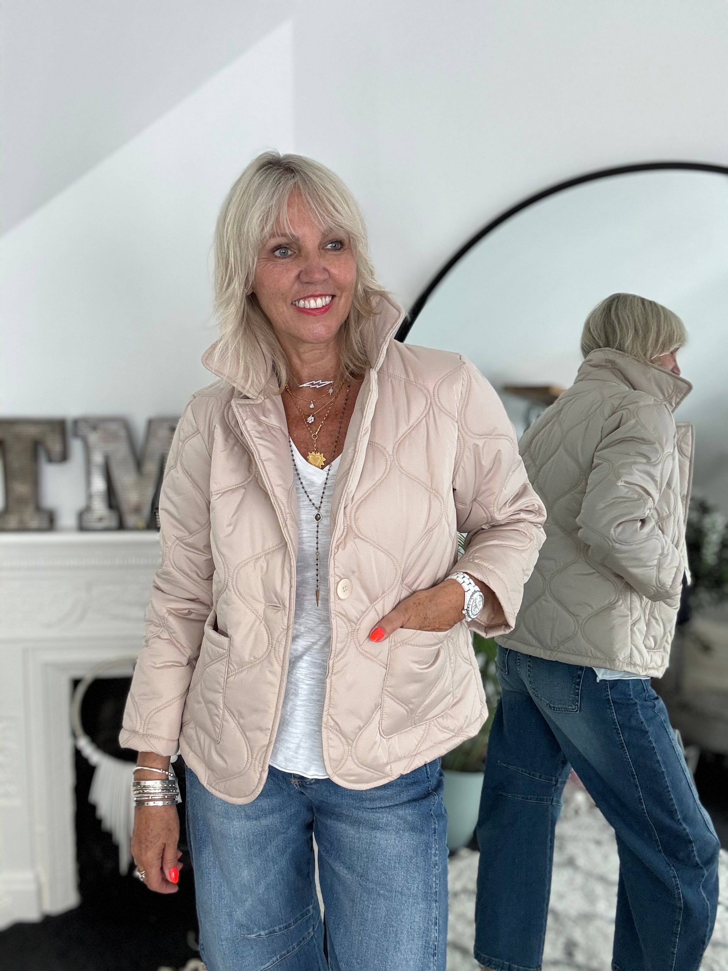 Quilted Jacket in Stone