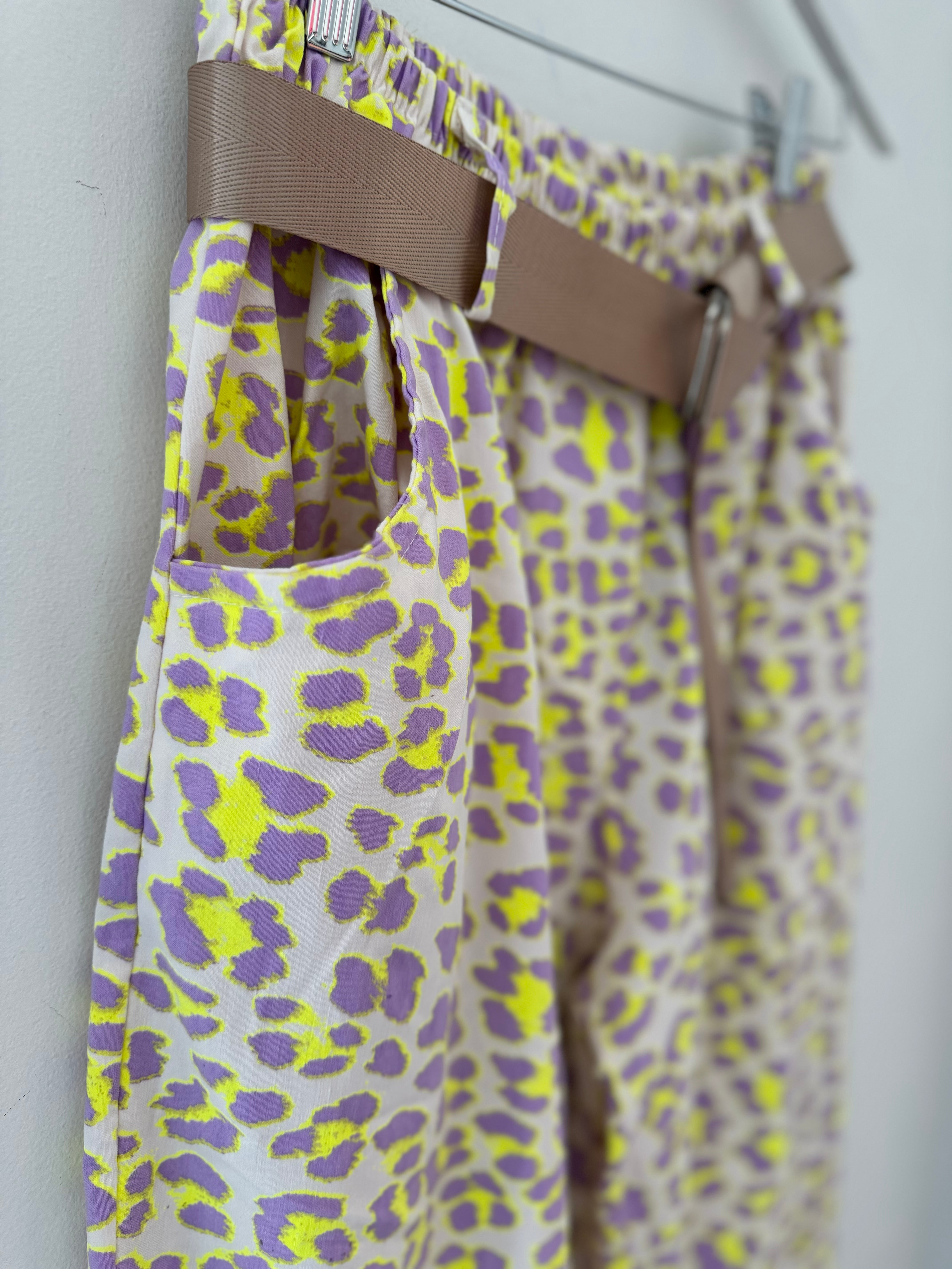 Barrel Leg Super Stretch Joggers in Lilac & Citrus Leopard