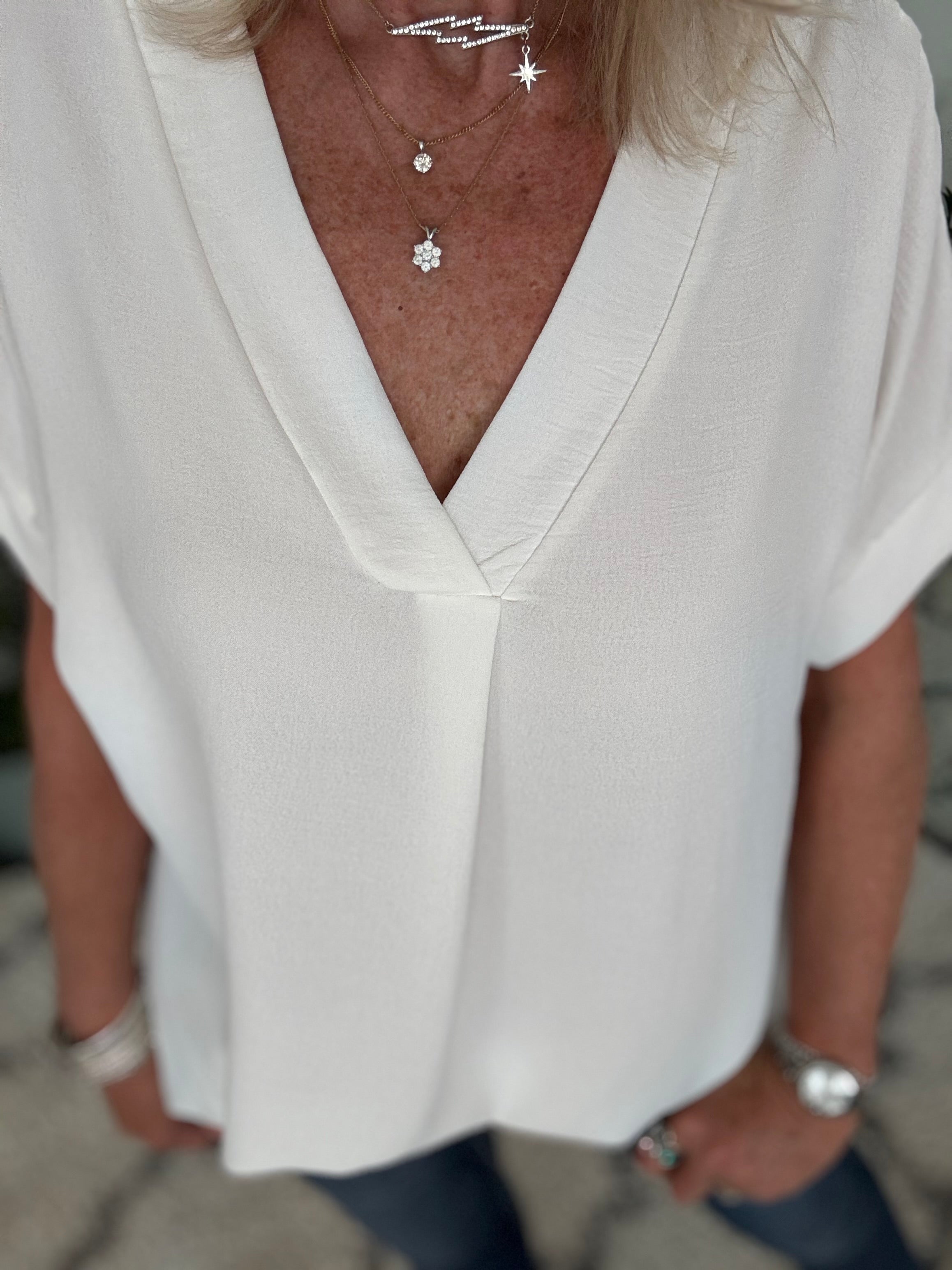 Simple Crepe Top in Ivory