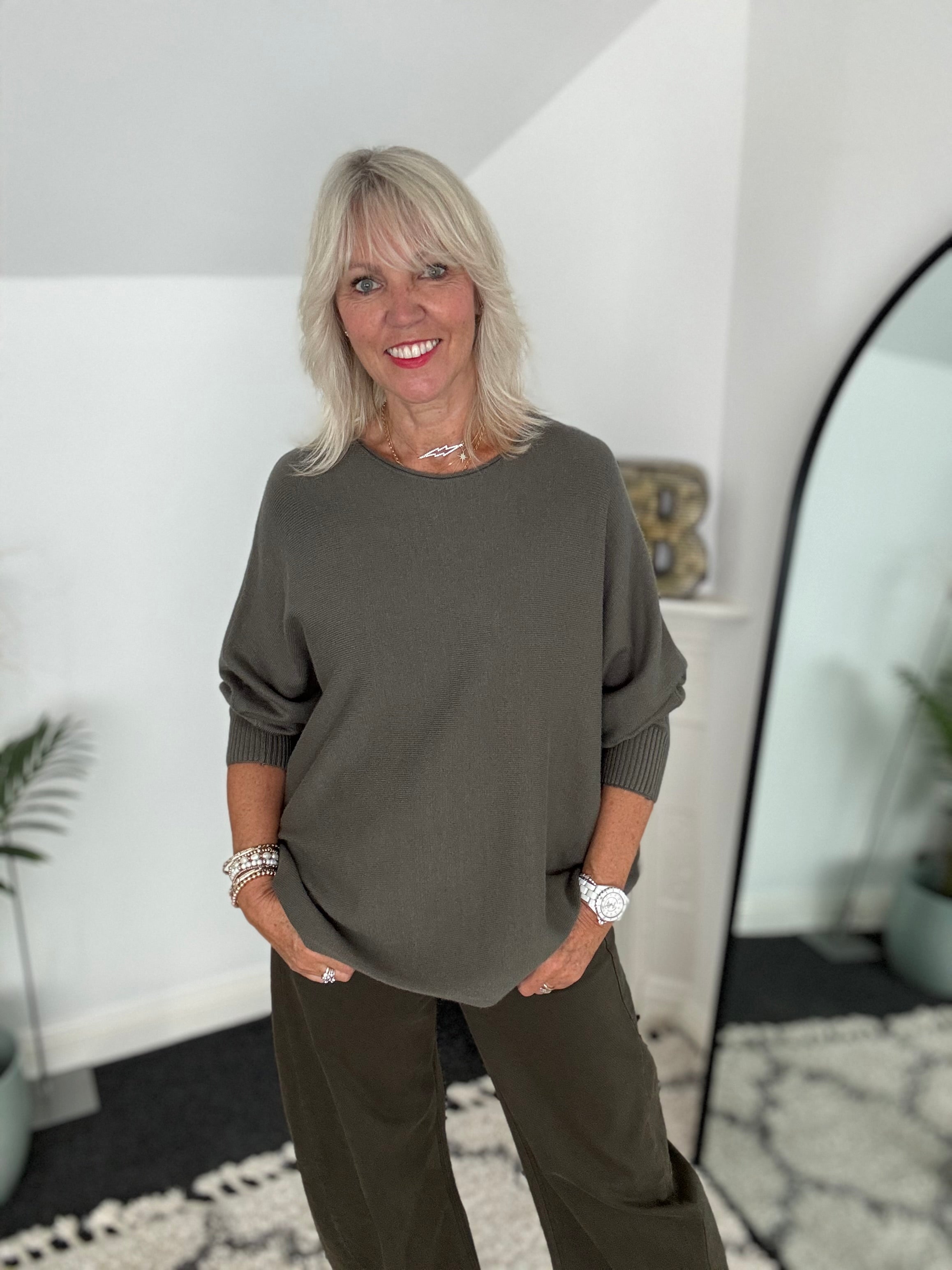 Soft Batwing Knit in Khaki