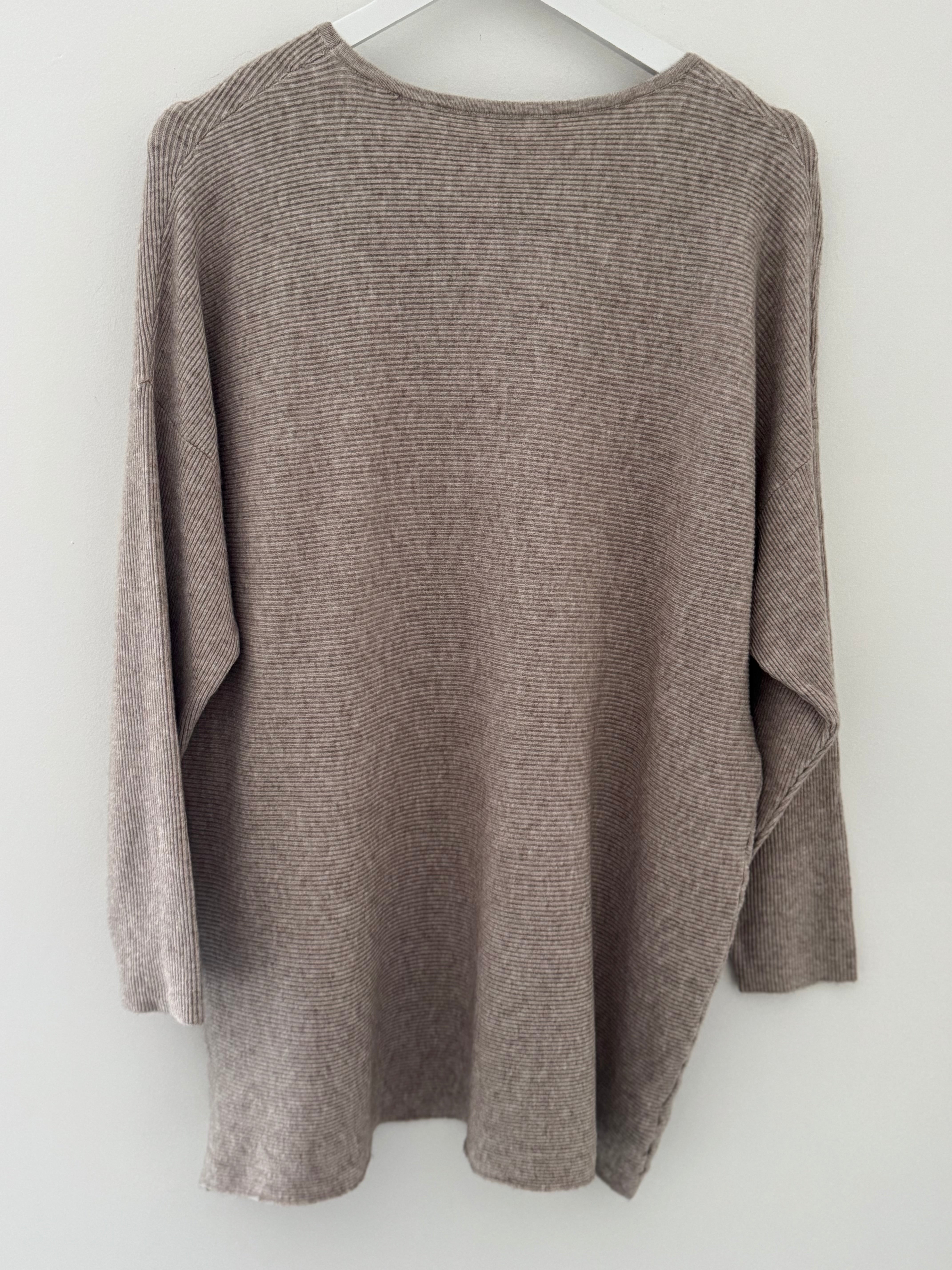 Ribbed Sequin Star Jumper in Stone