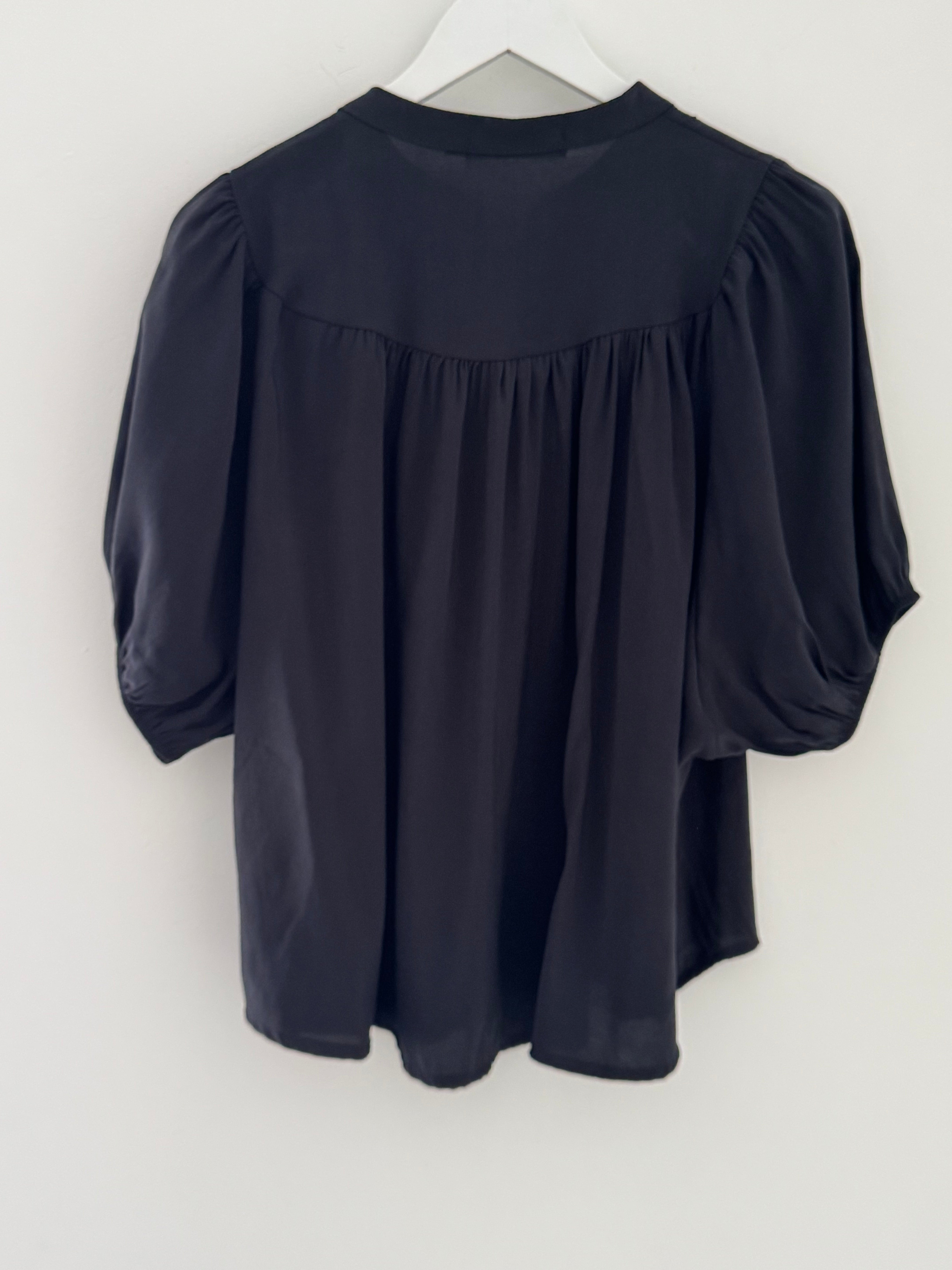 Luxe Gathered Yoke Blouse in Black