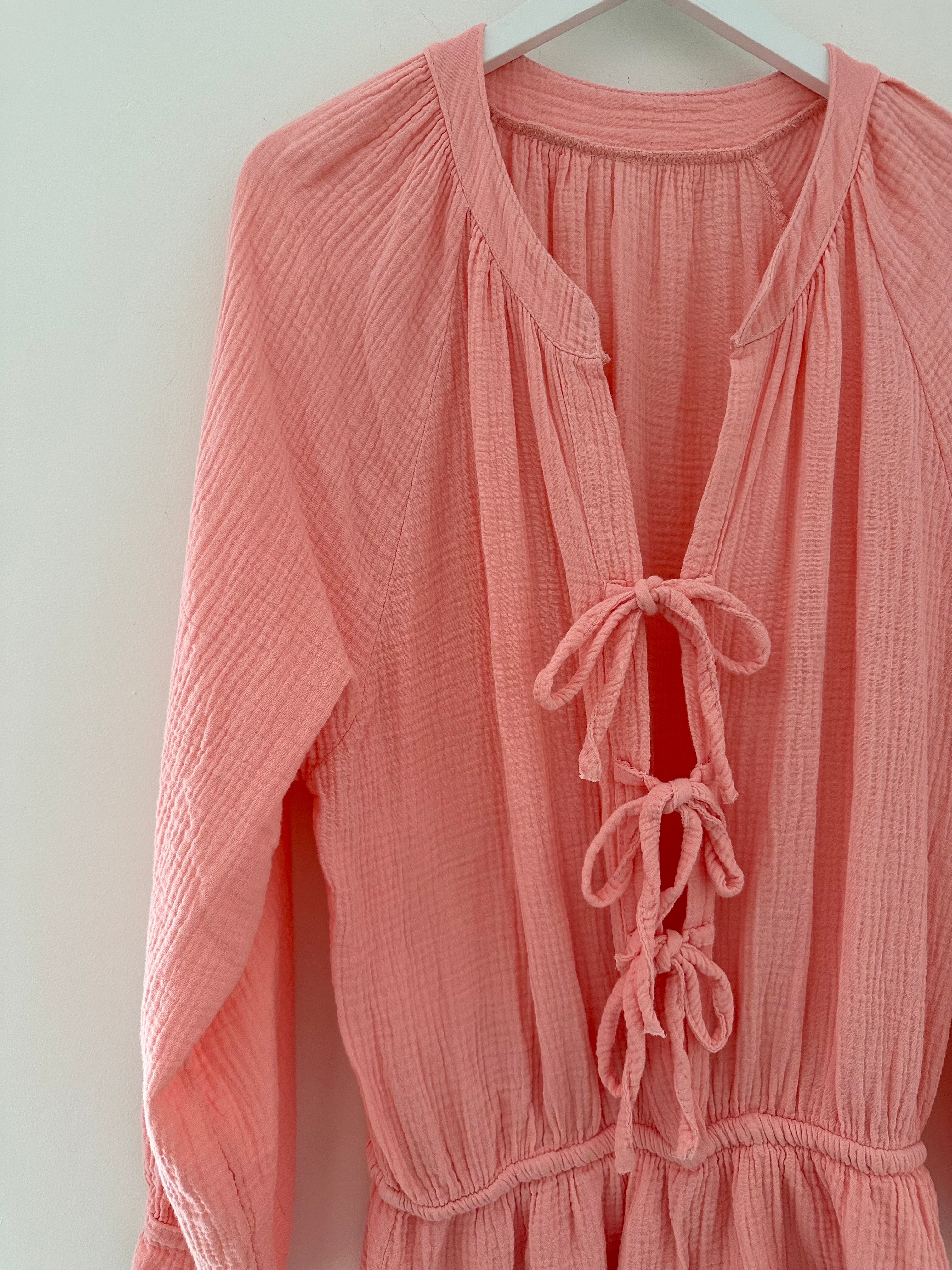 Cheesecloth Playsuit in Coral Pink