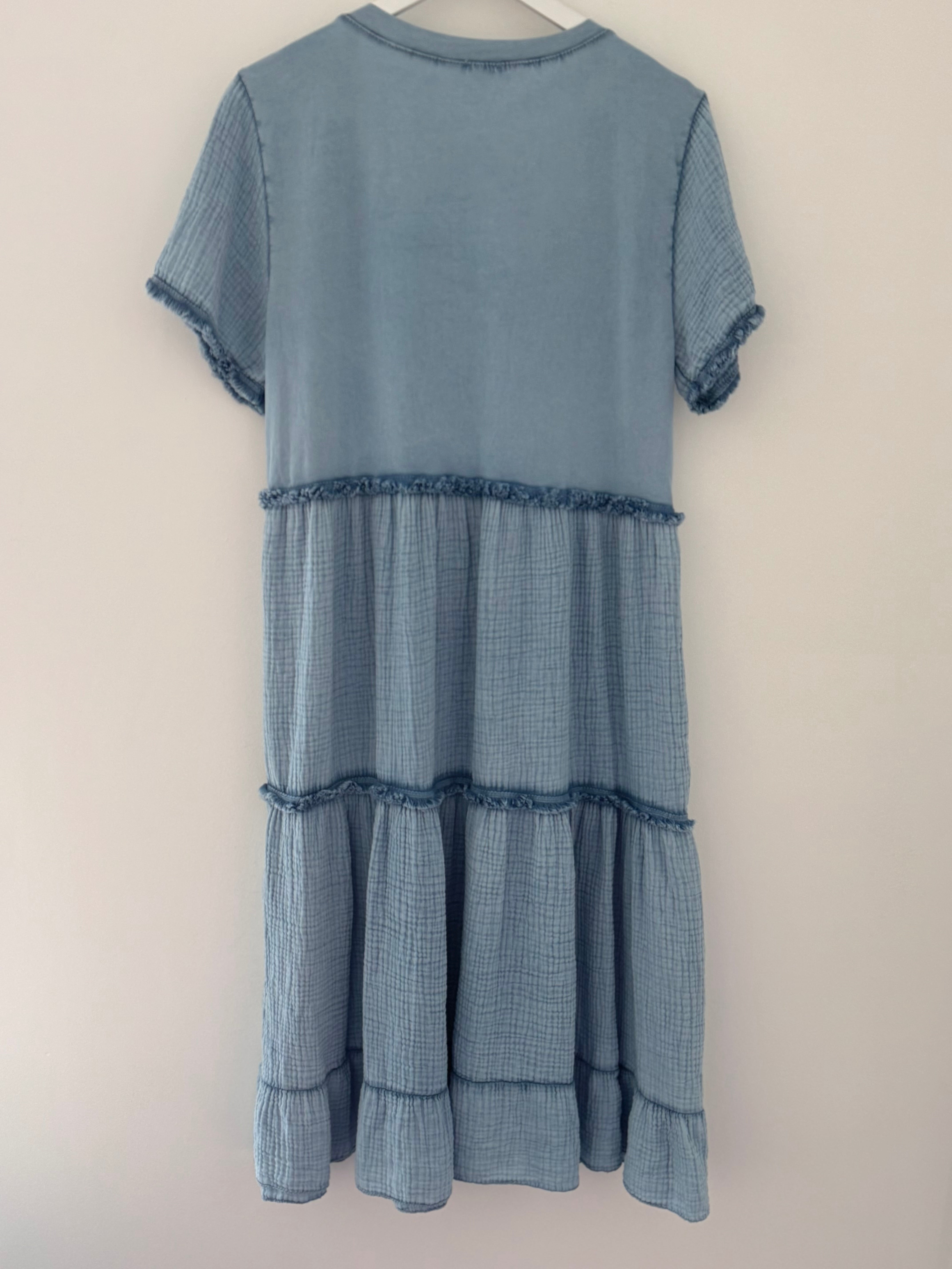 Tiered Cheesecloth Dress in Blue