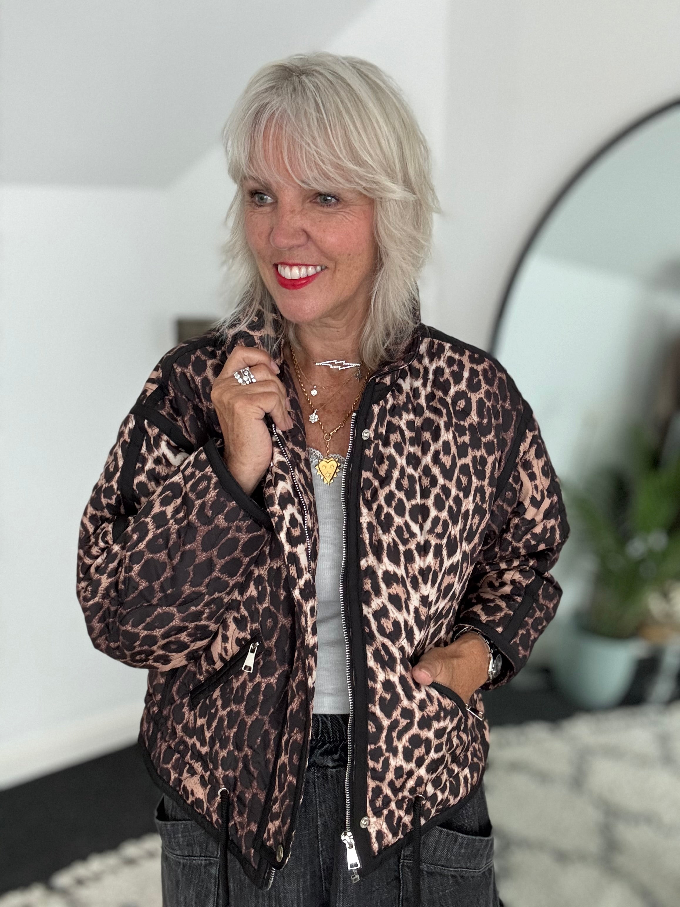 Luxe Quilted Jacket in Leopard