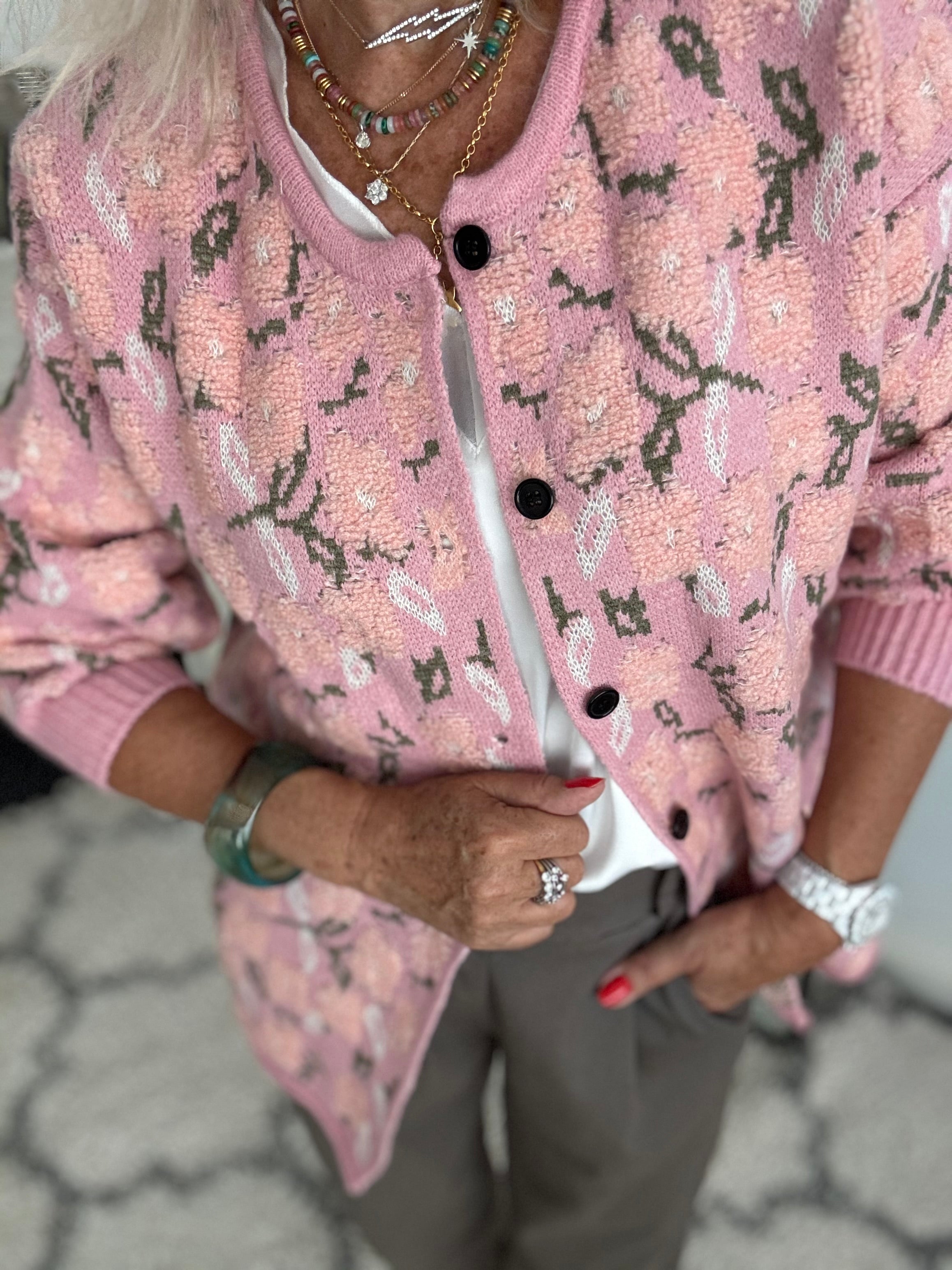 Soft Floral Cardi in Shades of Pink