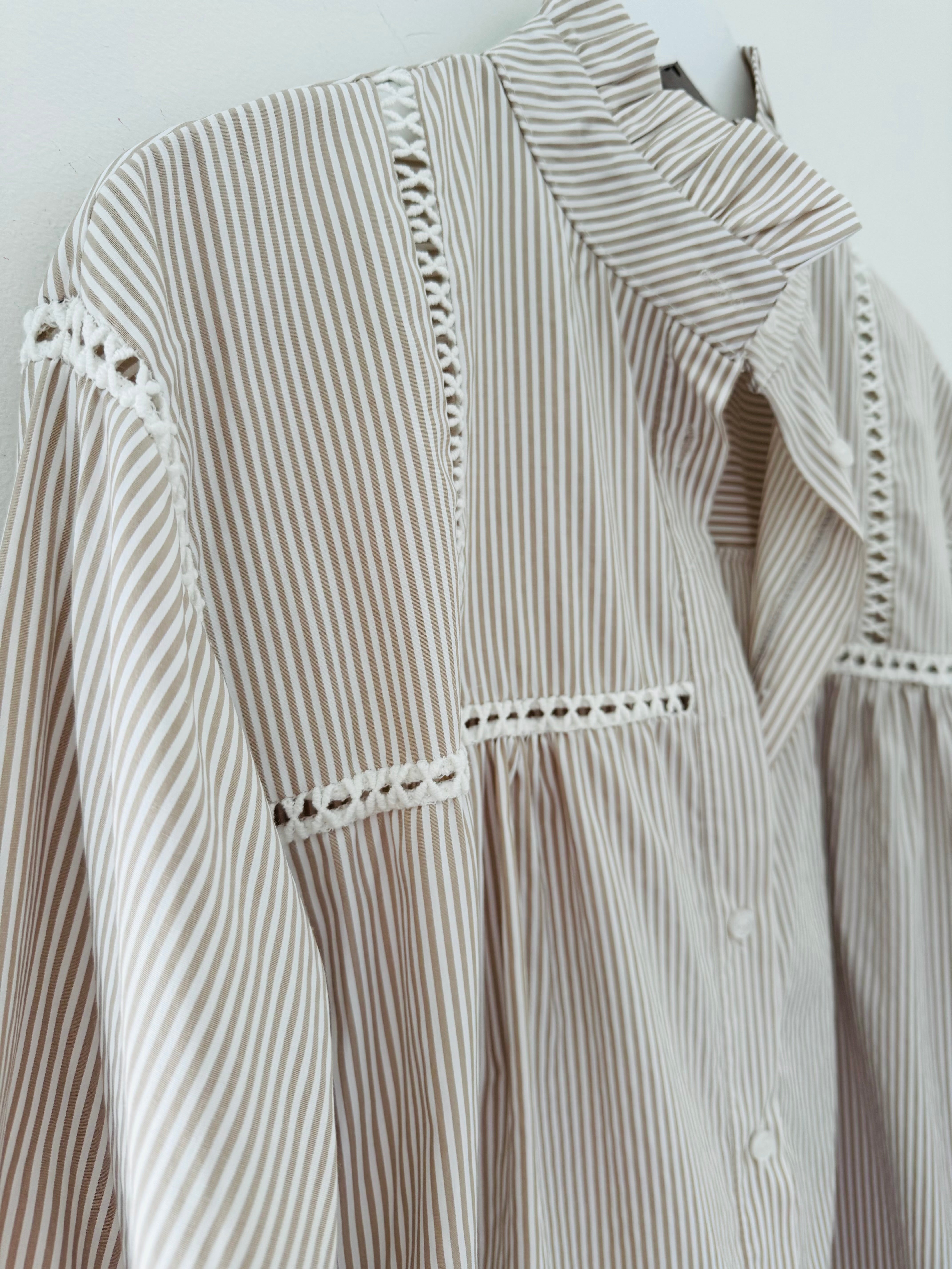 Crisp Stone & White Stripe Shirt