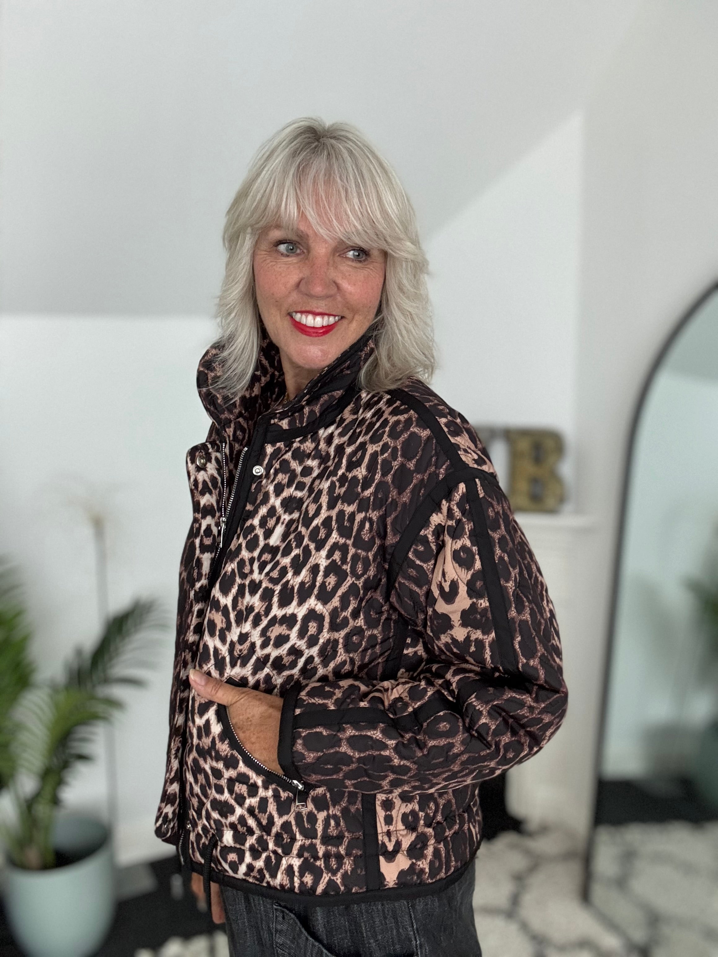 Luxe Quilted Jacket in Leopard