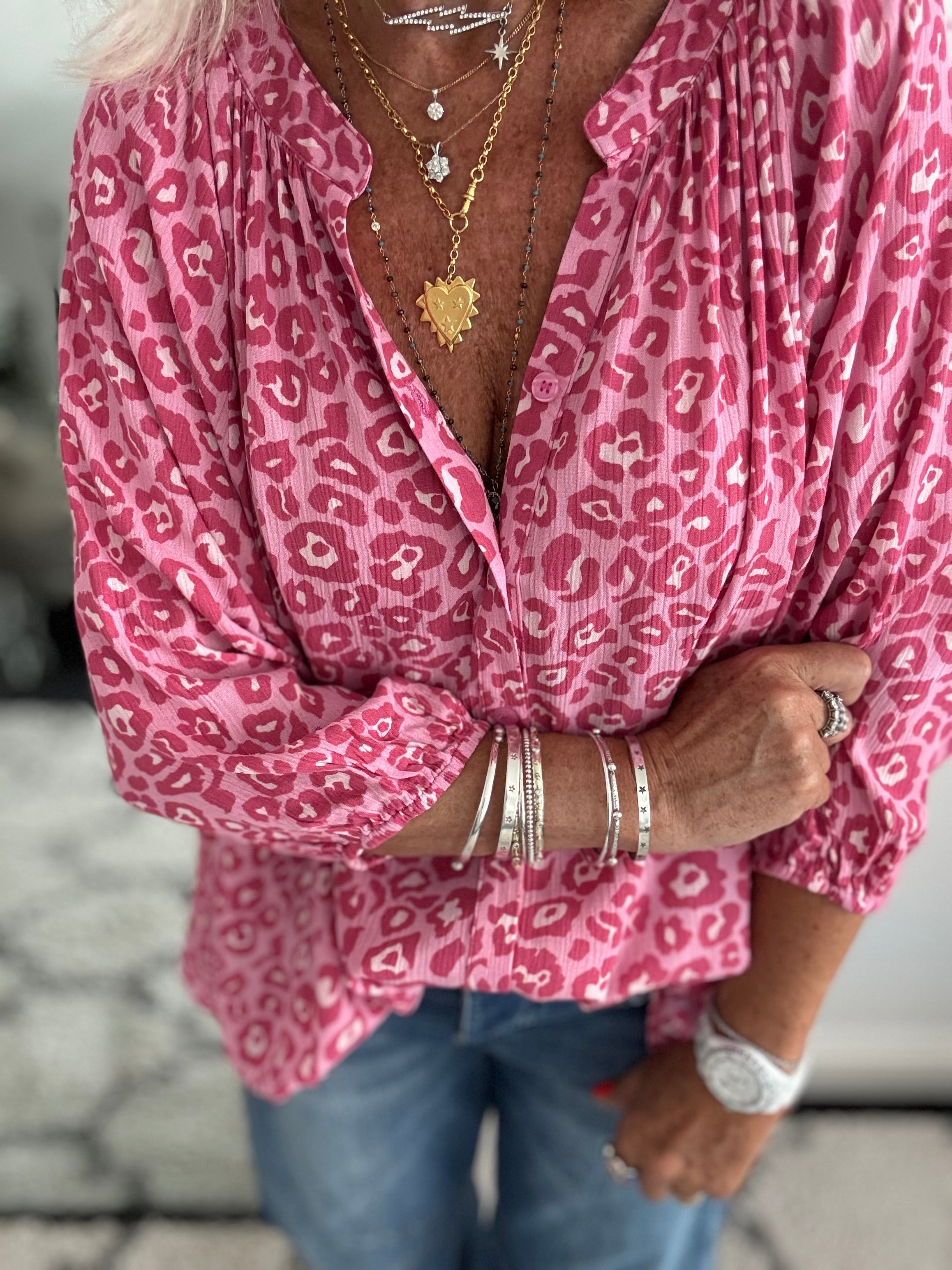 Leopard Print Blouse in Pink