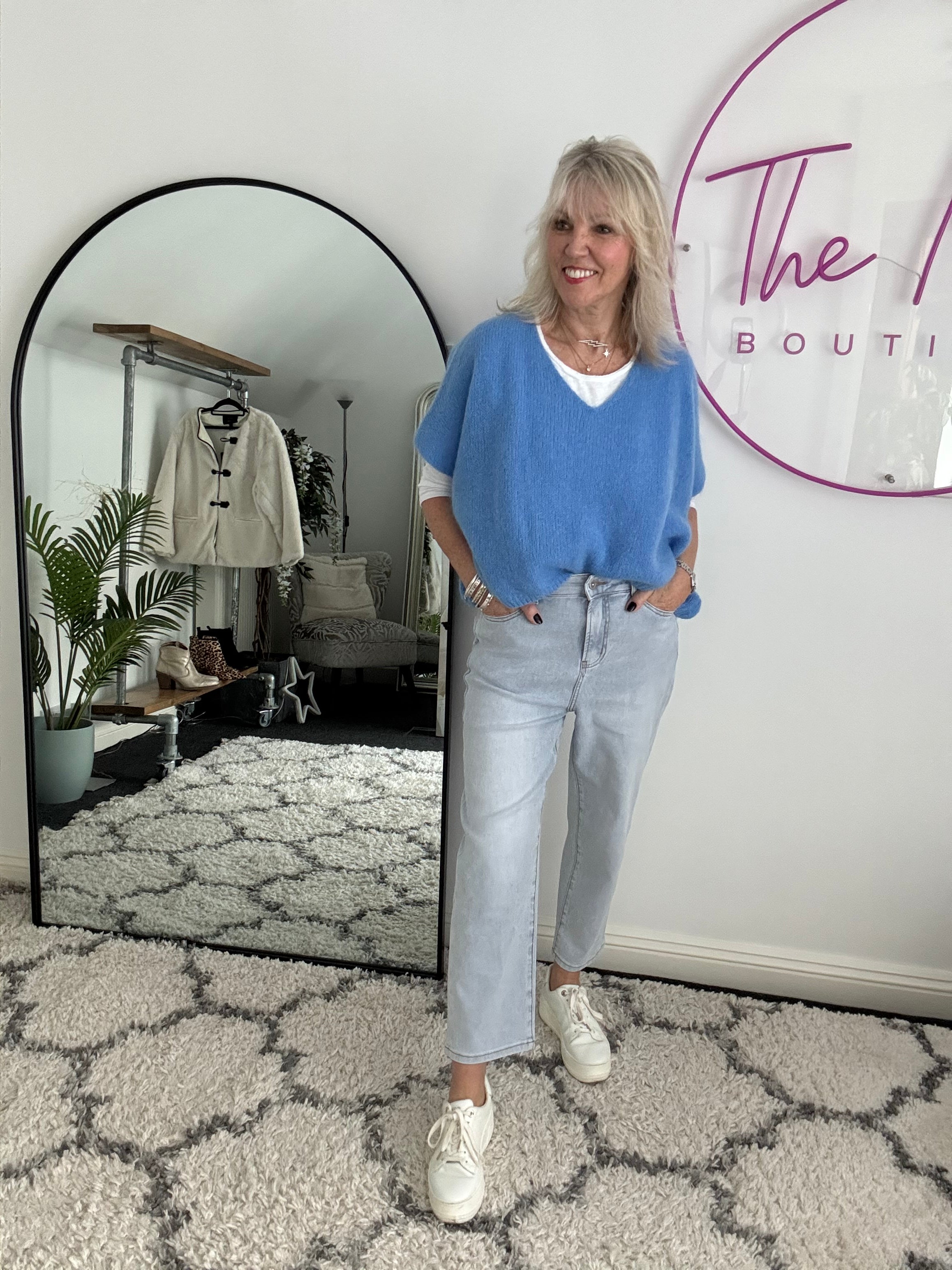 Slim Stretch Boyfriend Jeans in Light Denim