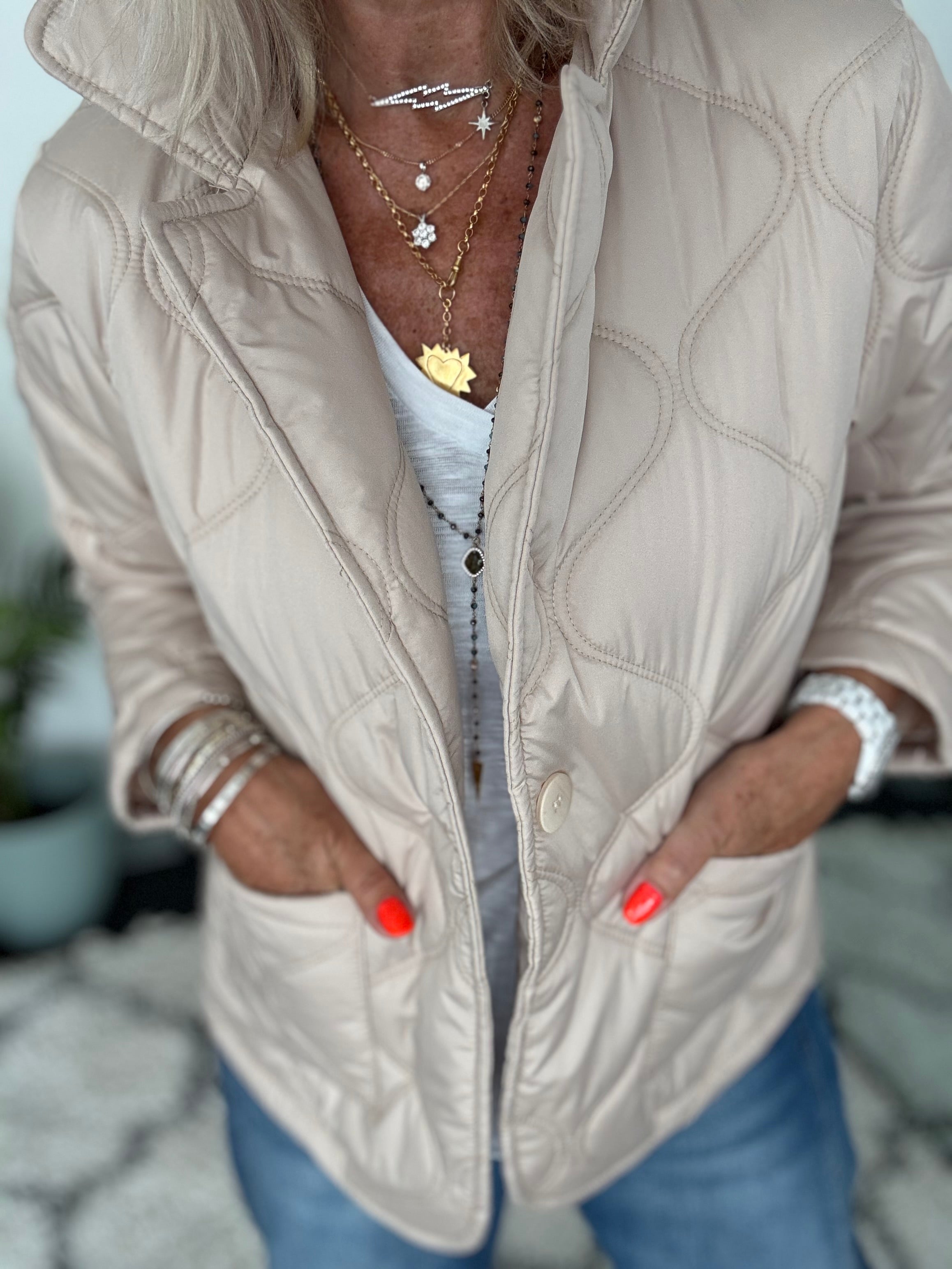 Quilted Jacket in Stone