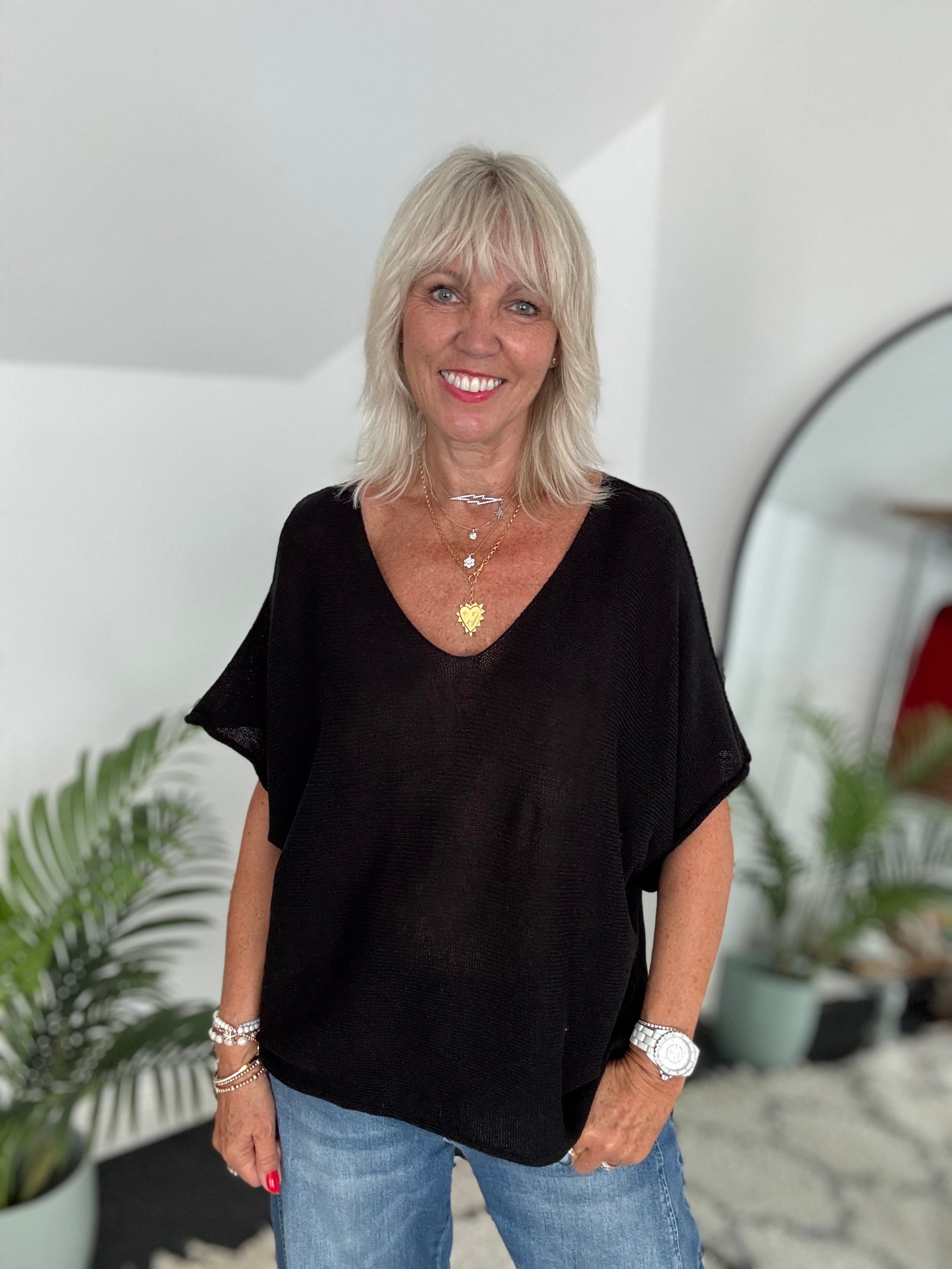 Lightweight Cotton Knit in Black