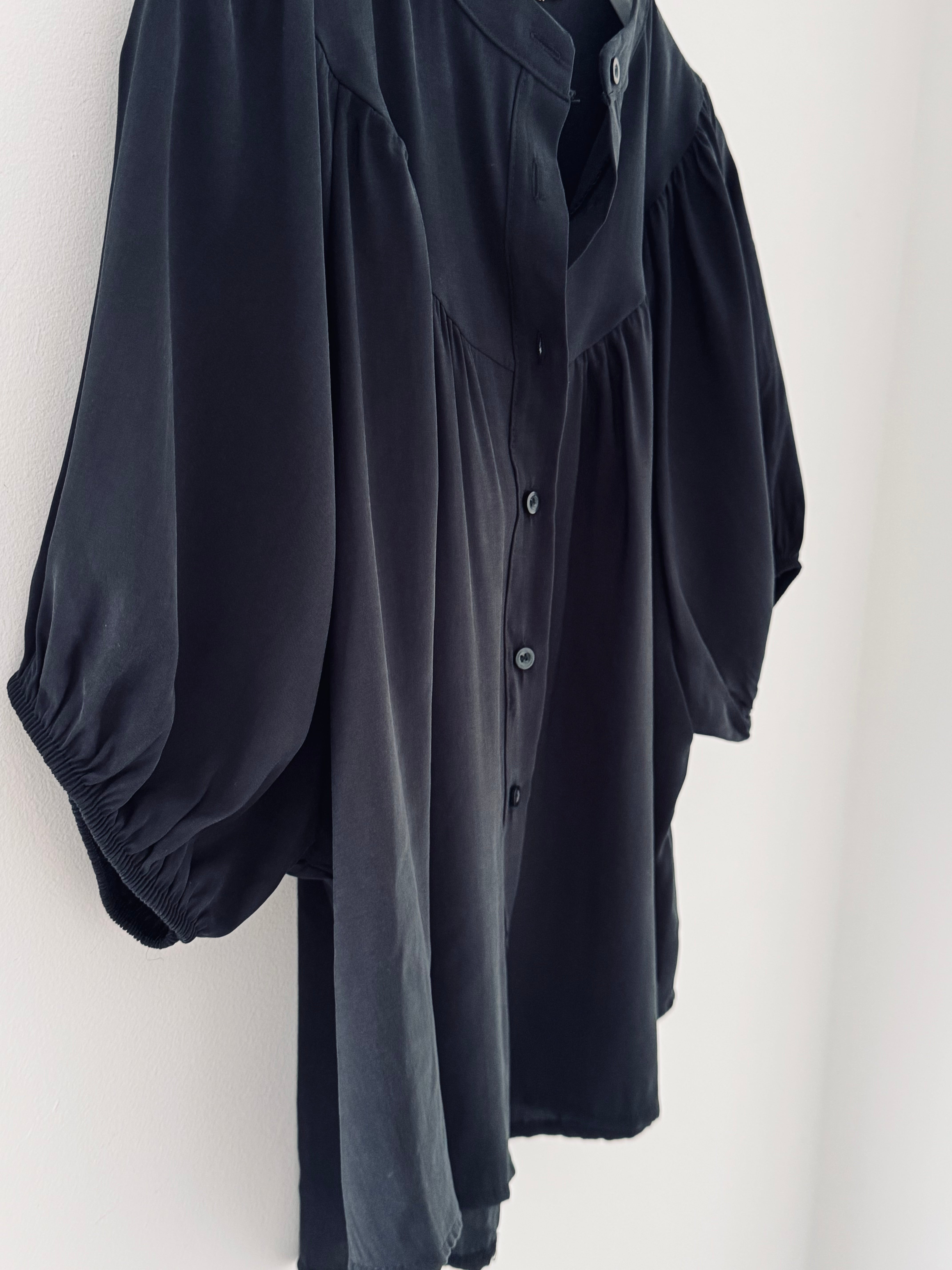 Luxe Gathered Yoke Blouse in Black