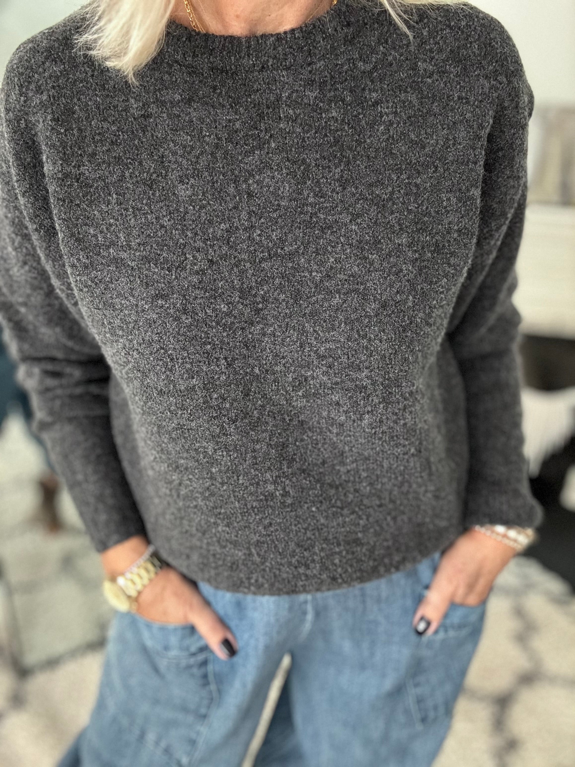 Soft & Cosy Round Neck Jumper in Charcoal Grey