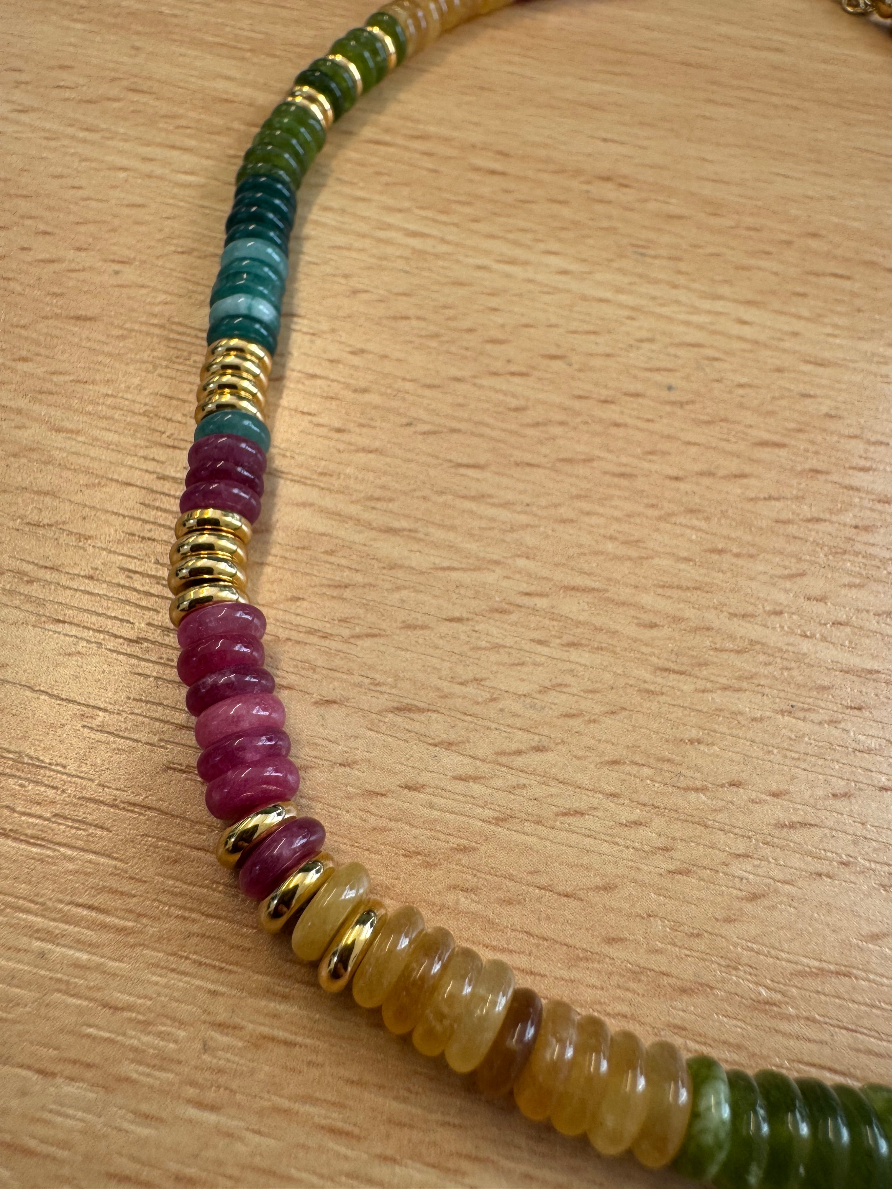 Semi Precious Rainbow Bead Necklace