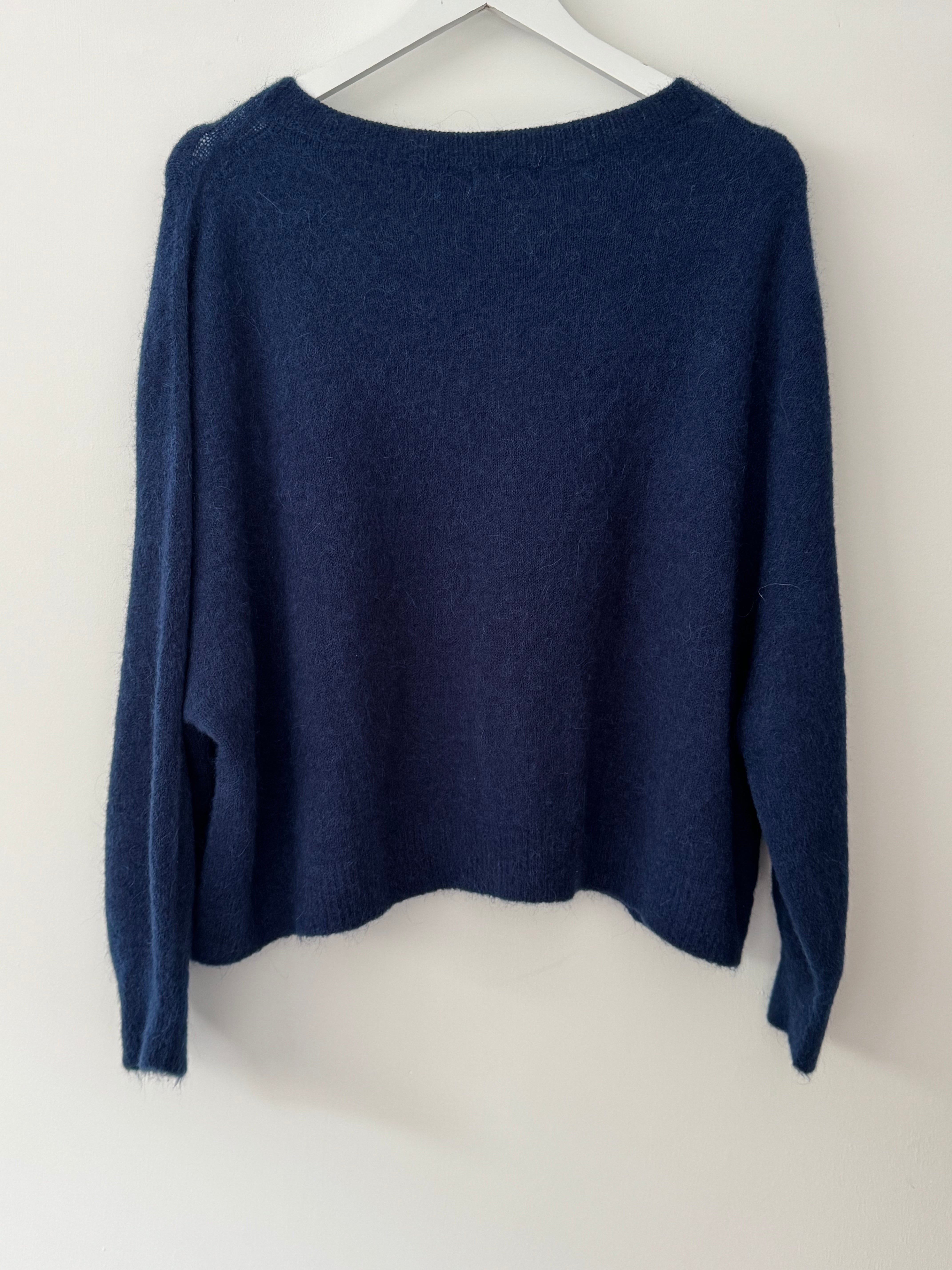 Luxe Slouchy Alpaca Jumper in Deep Blue