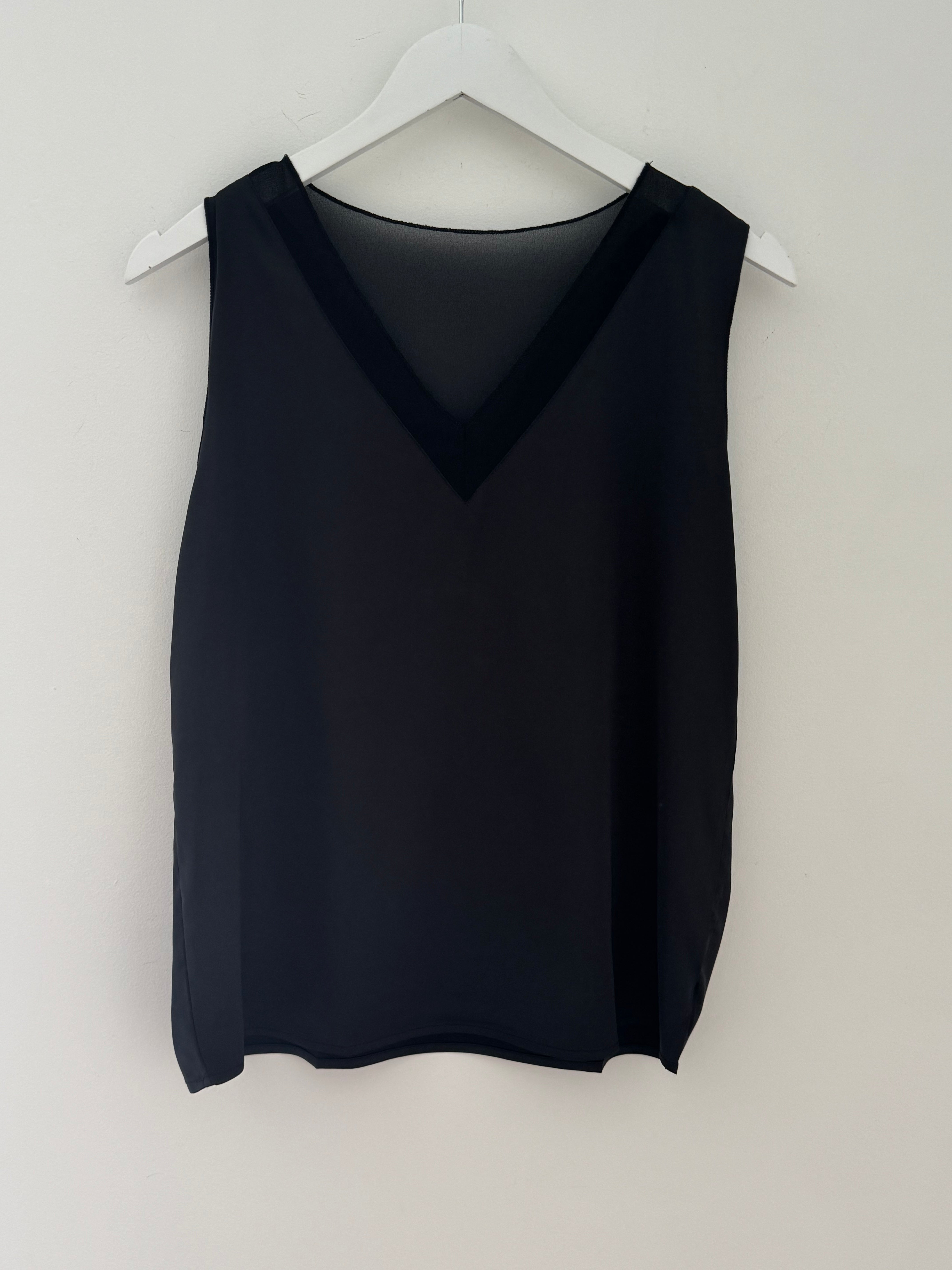 Silky V Neck Vest in Black