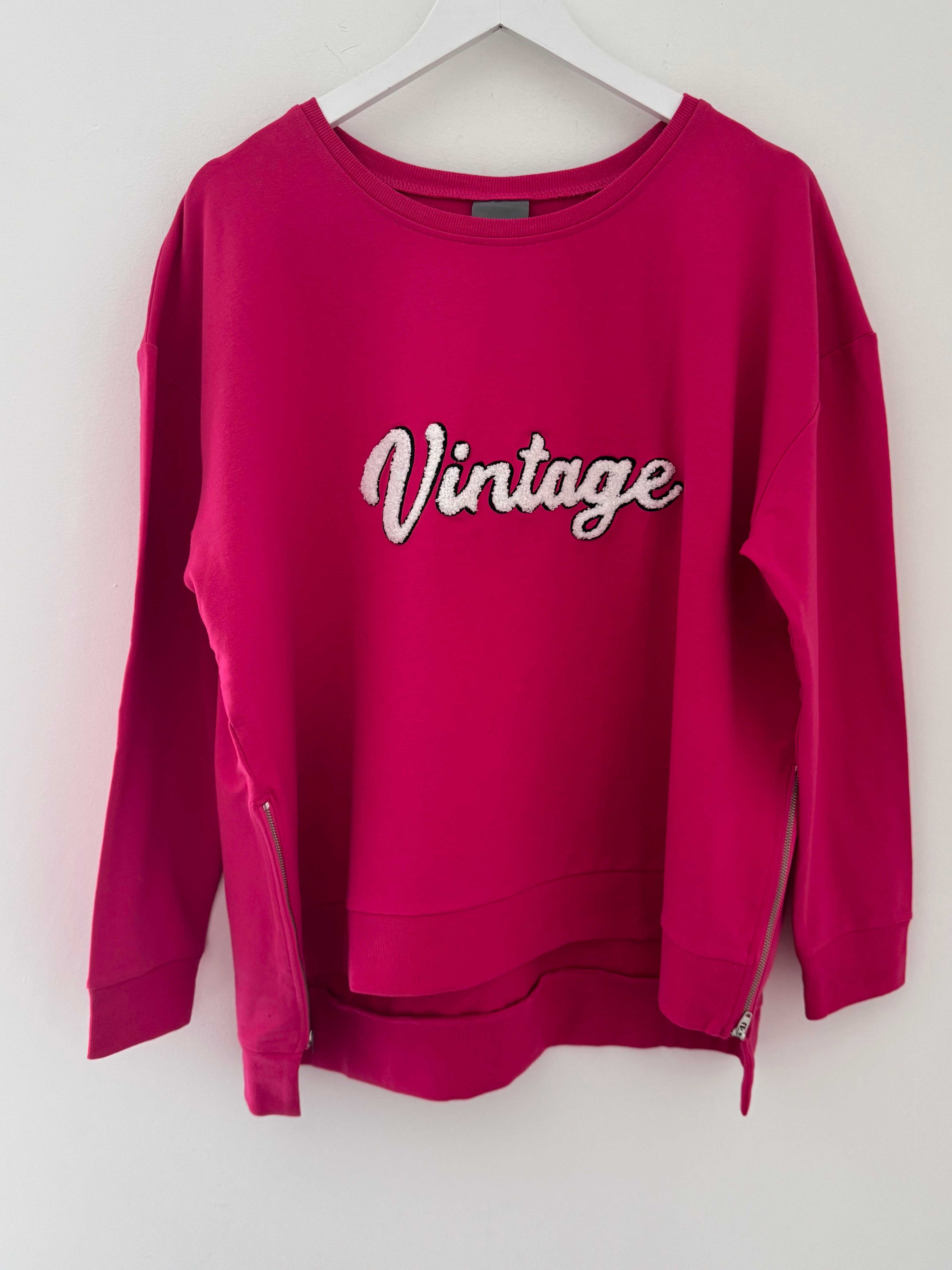 Vintage Zipped Sweatshirt in Raspberry