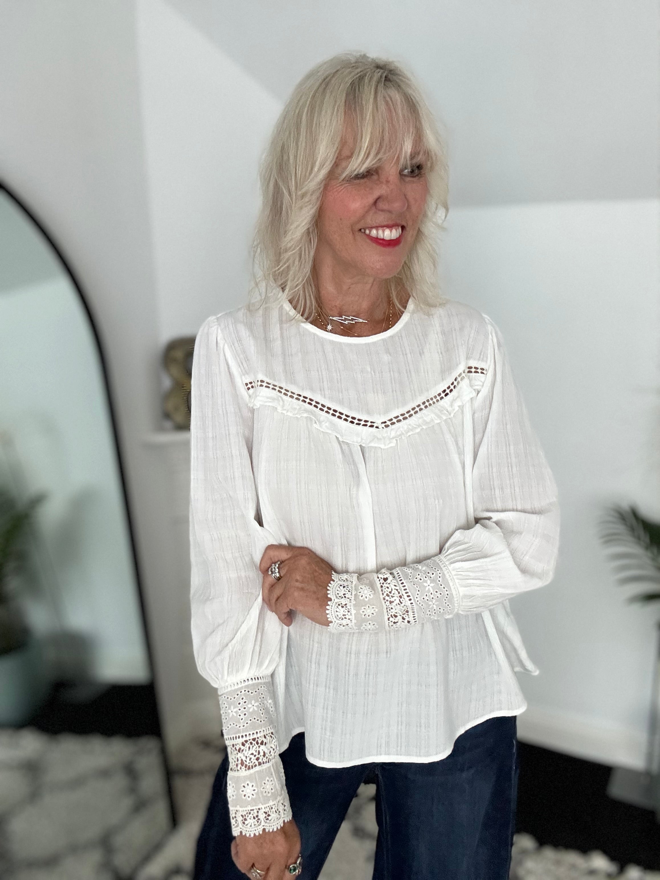 Luxe Blouse with Lace Cuffs