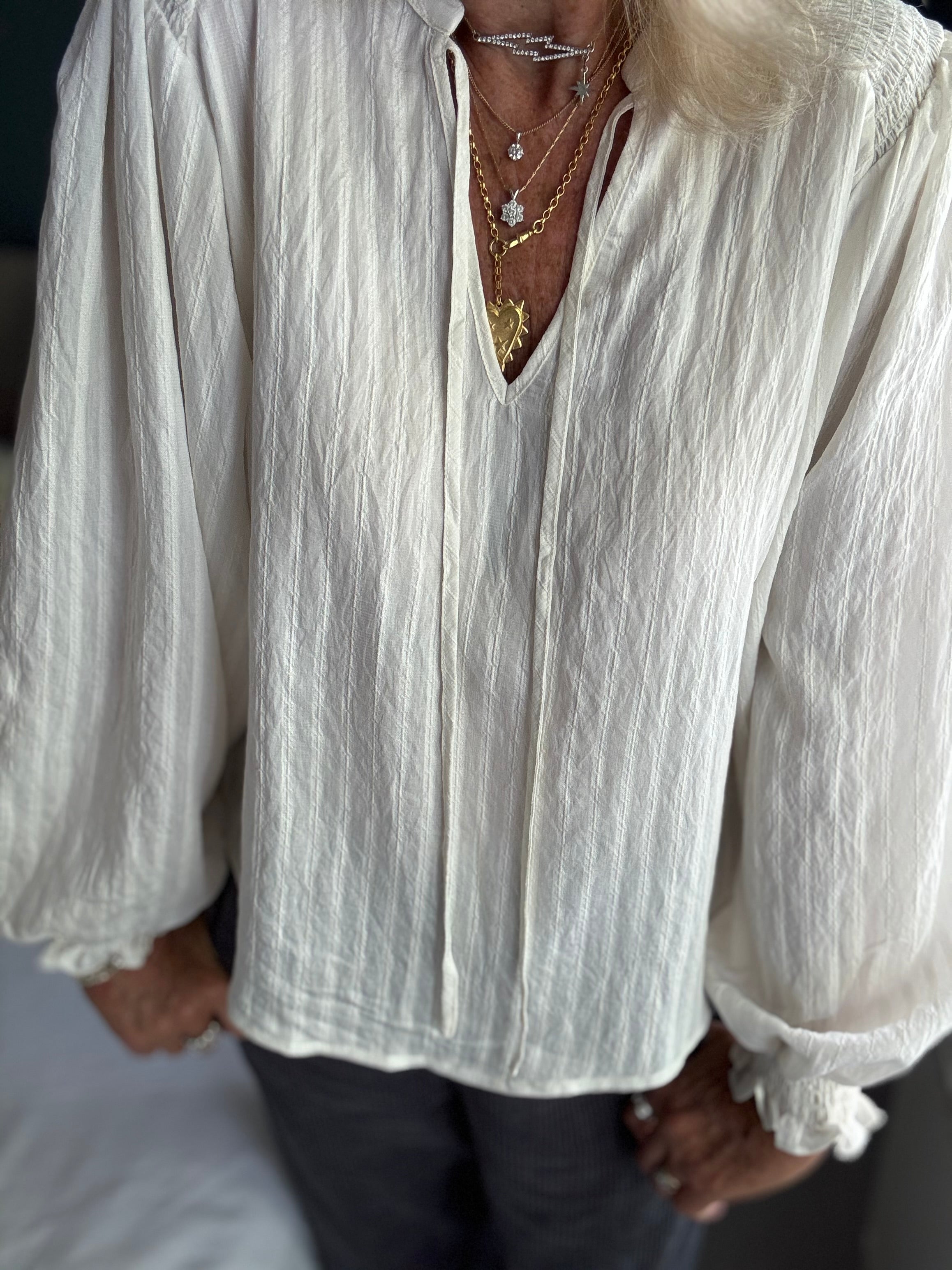 Luxe Silky Blouse in Vanilla