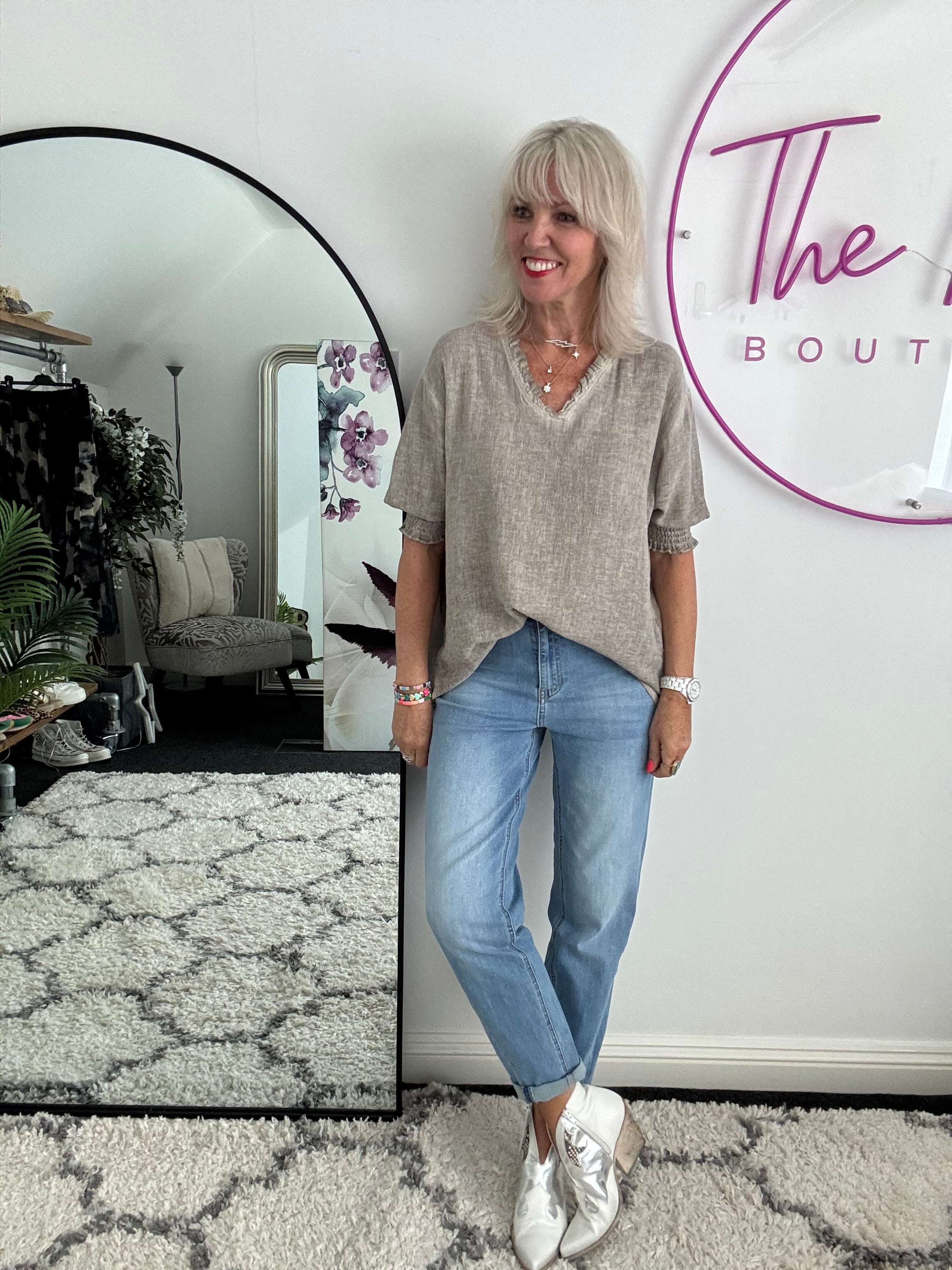 Linen & Cotton Top in Mocha