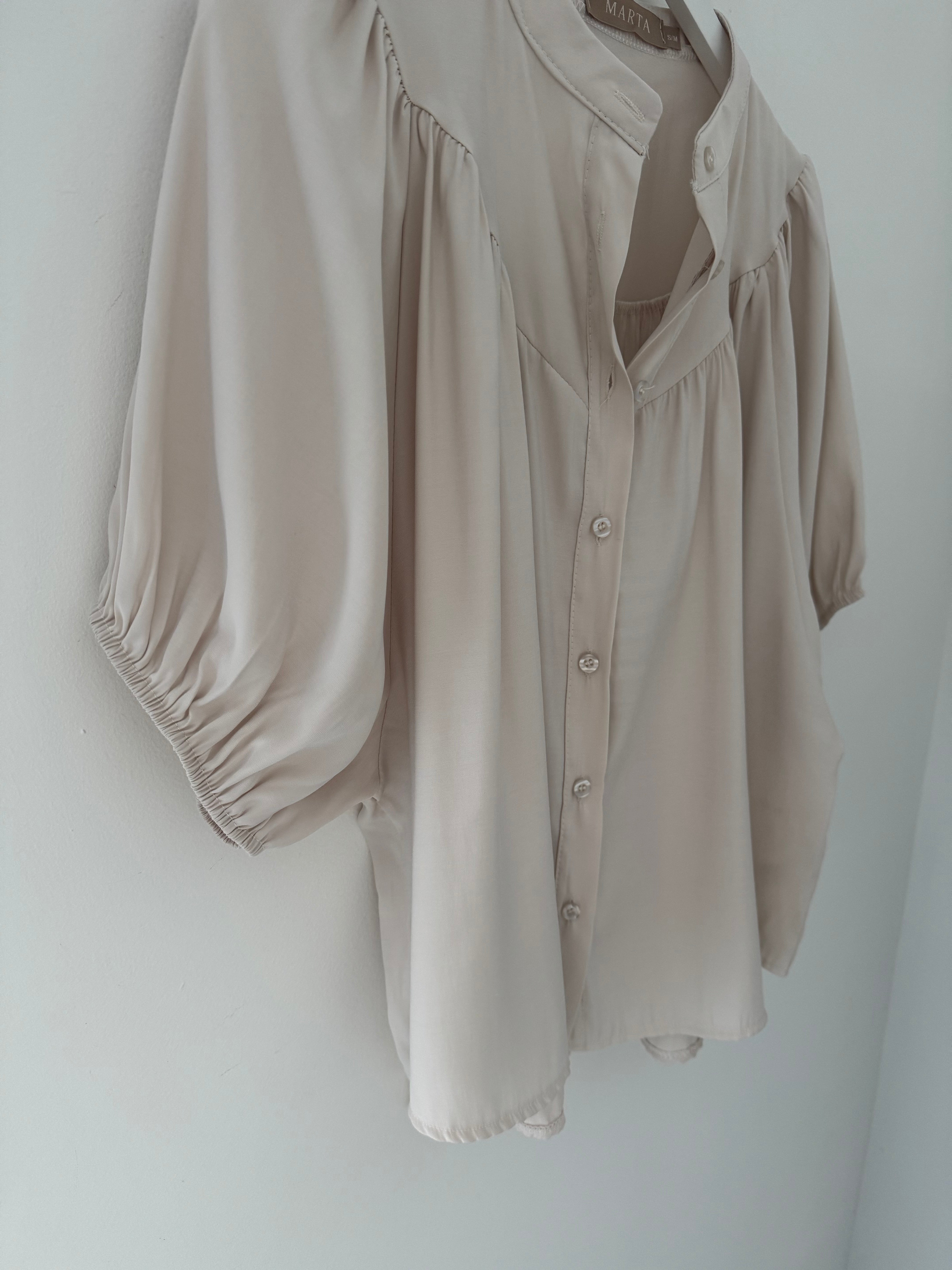 Luxe Gathered Yoke Blouse in Ecru