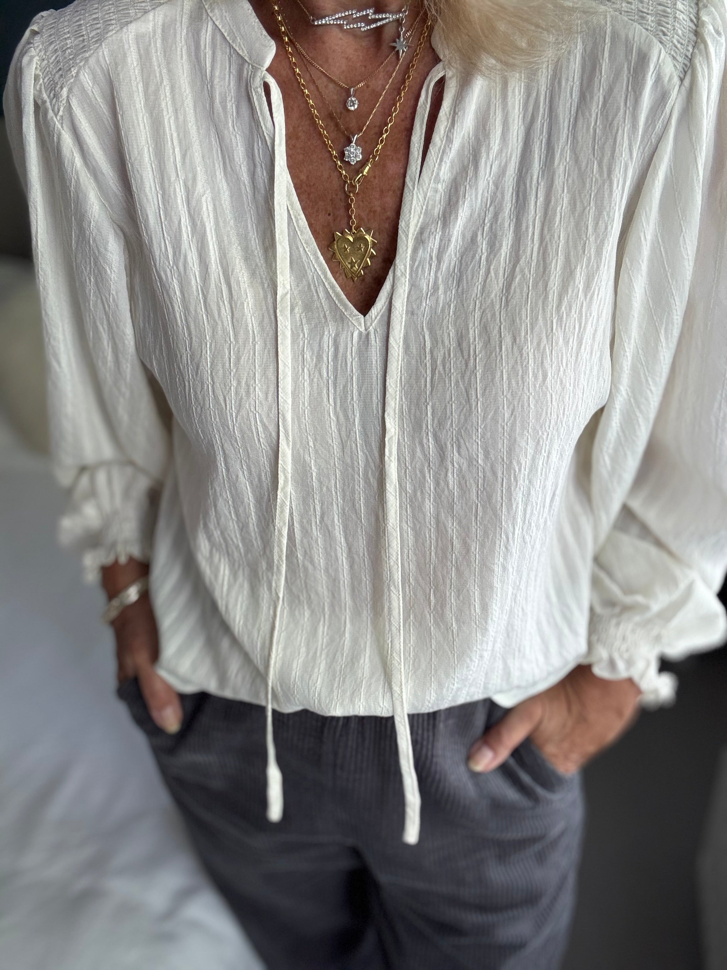 Luxe Silky Blouse in Vanilla