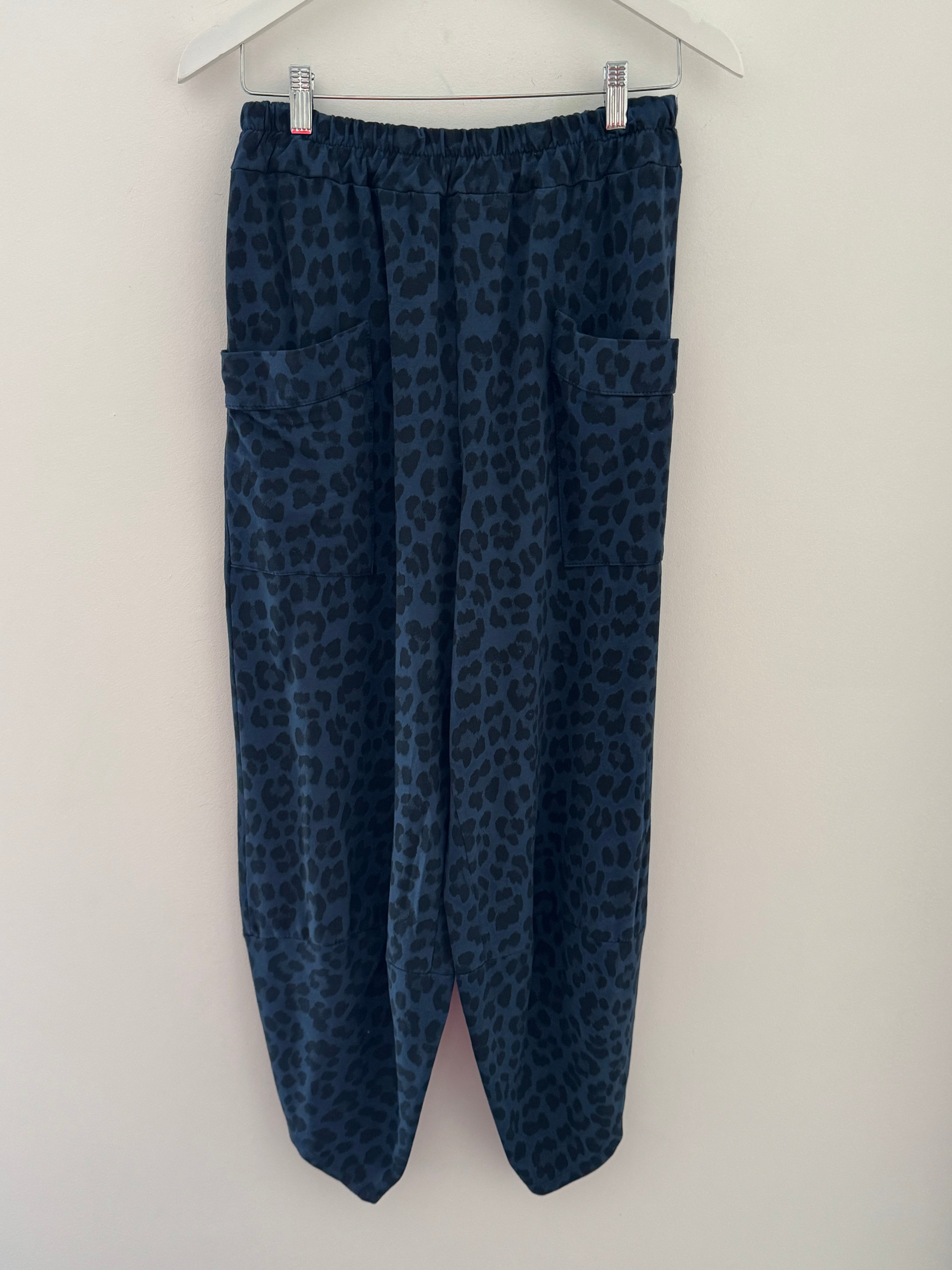 Barrel Stretch Trousers in Ink Leopard