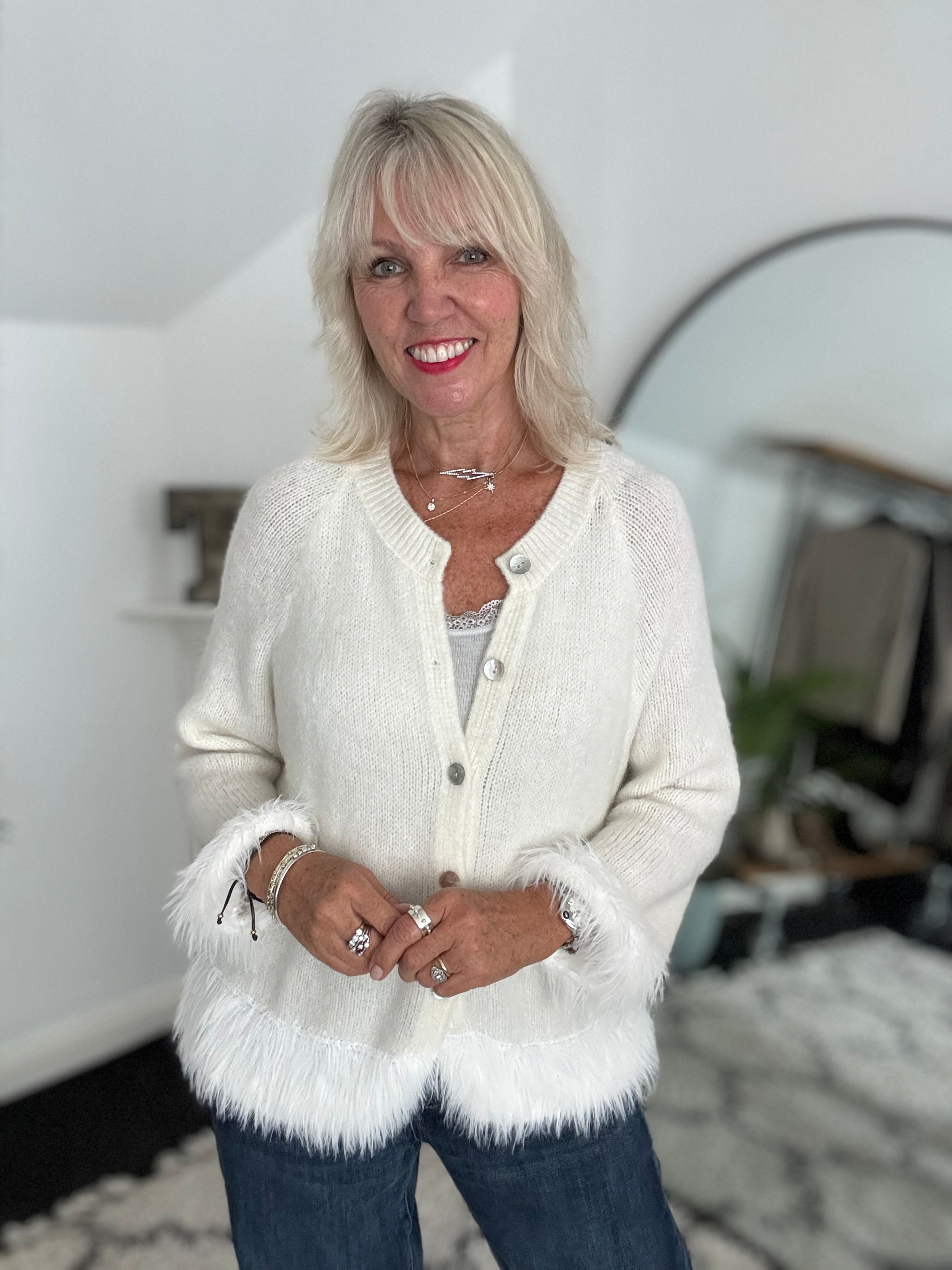 Luxe Fringe Cardigan in Ivory