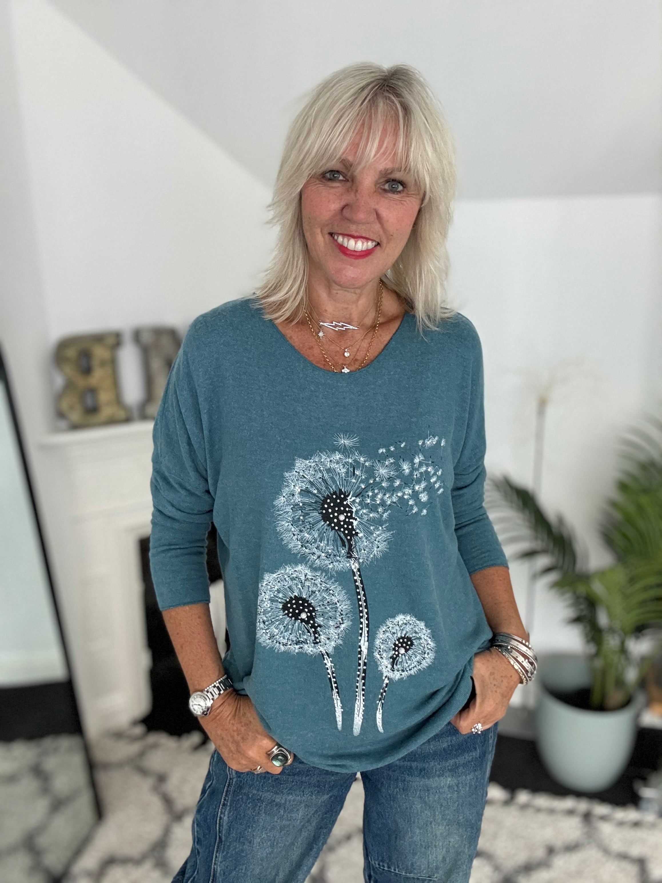 Dandelion Jumper in Soft Teal