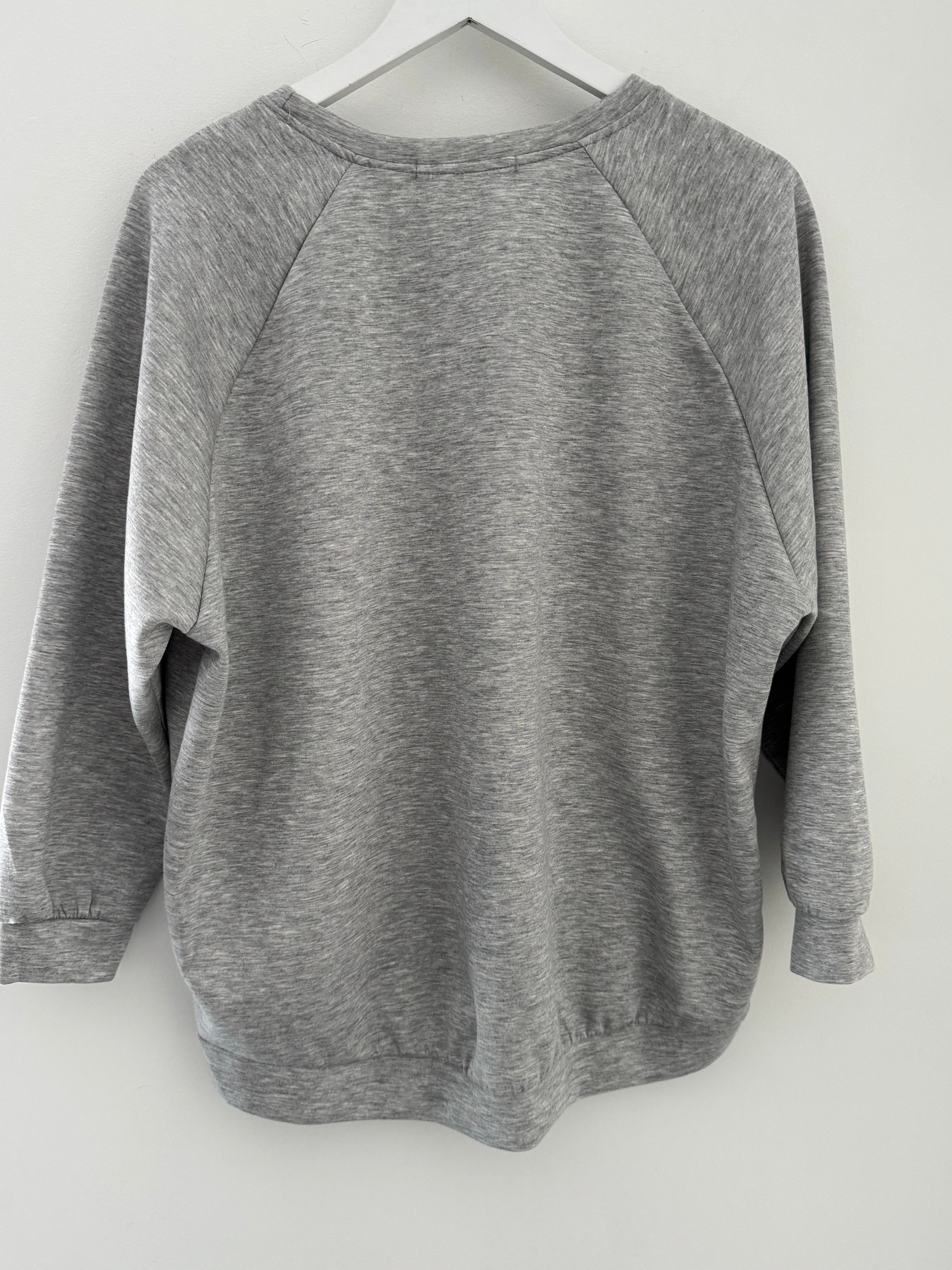 Luxe Sweatshirt with Zips in Marl Grey