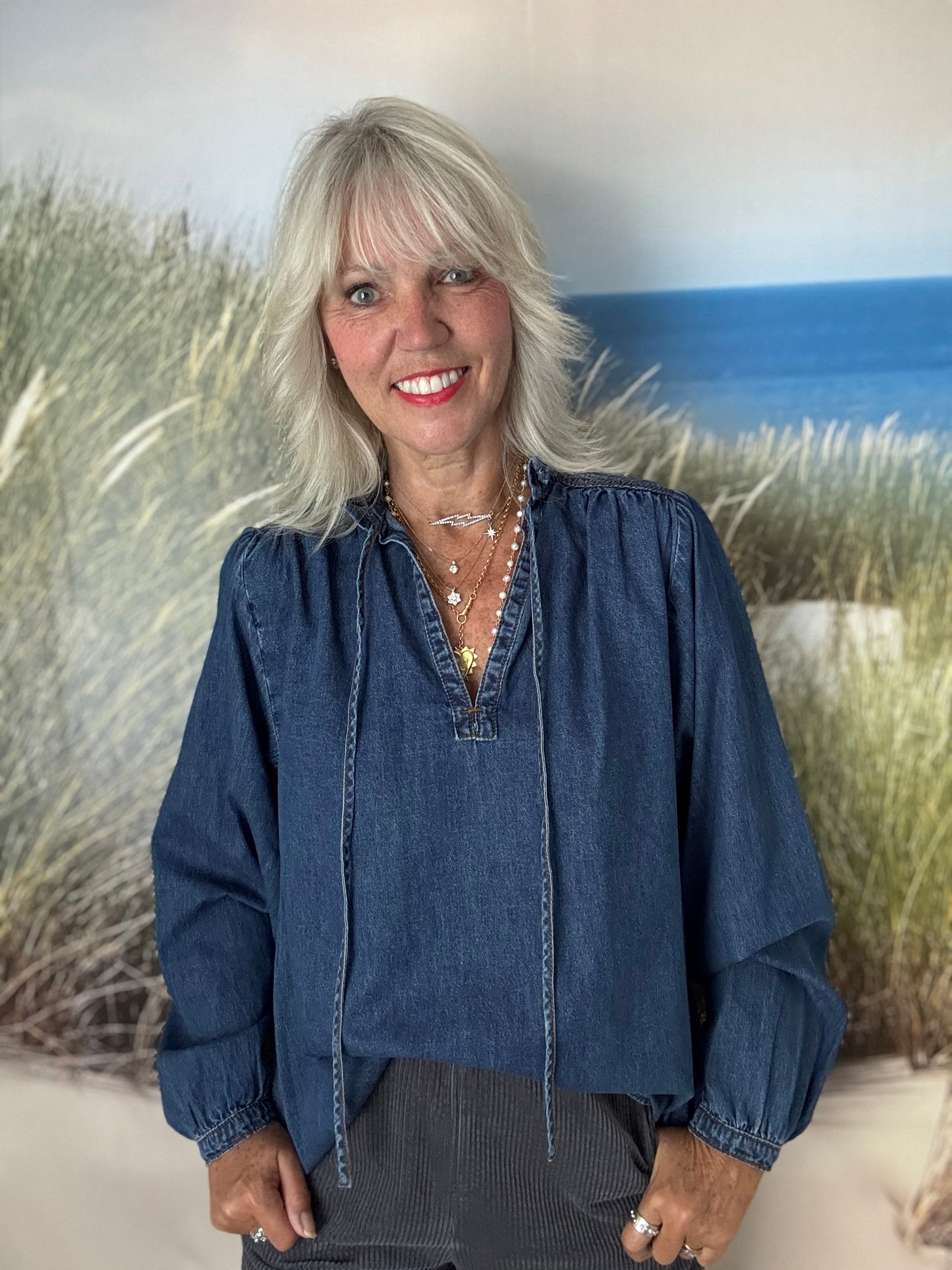 Luxe Denim Blouse
